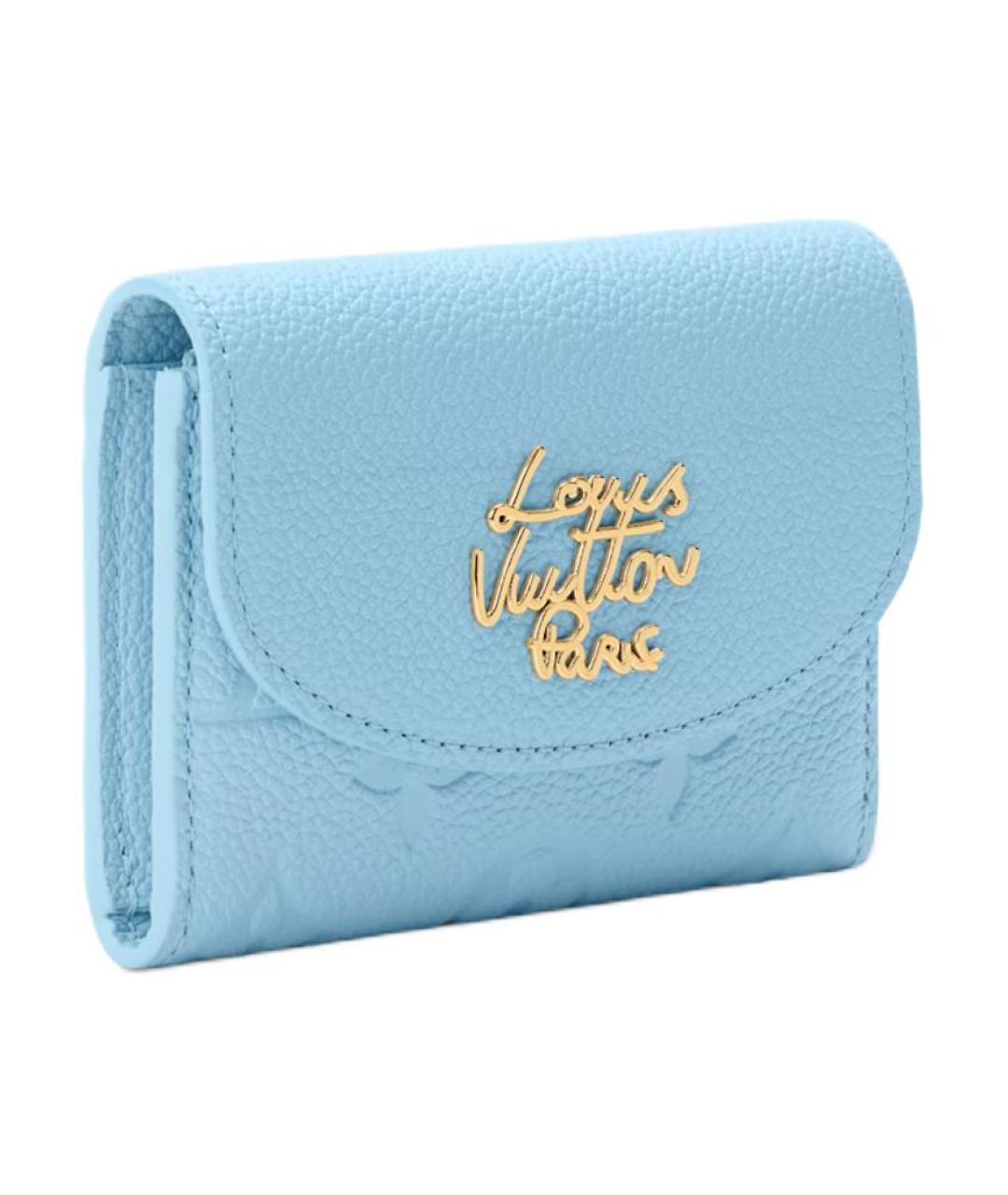 LOUIS VUITTON Голубой кожаный кошелек, фото 2