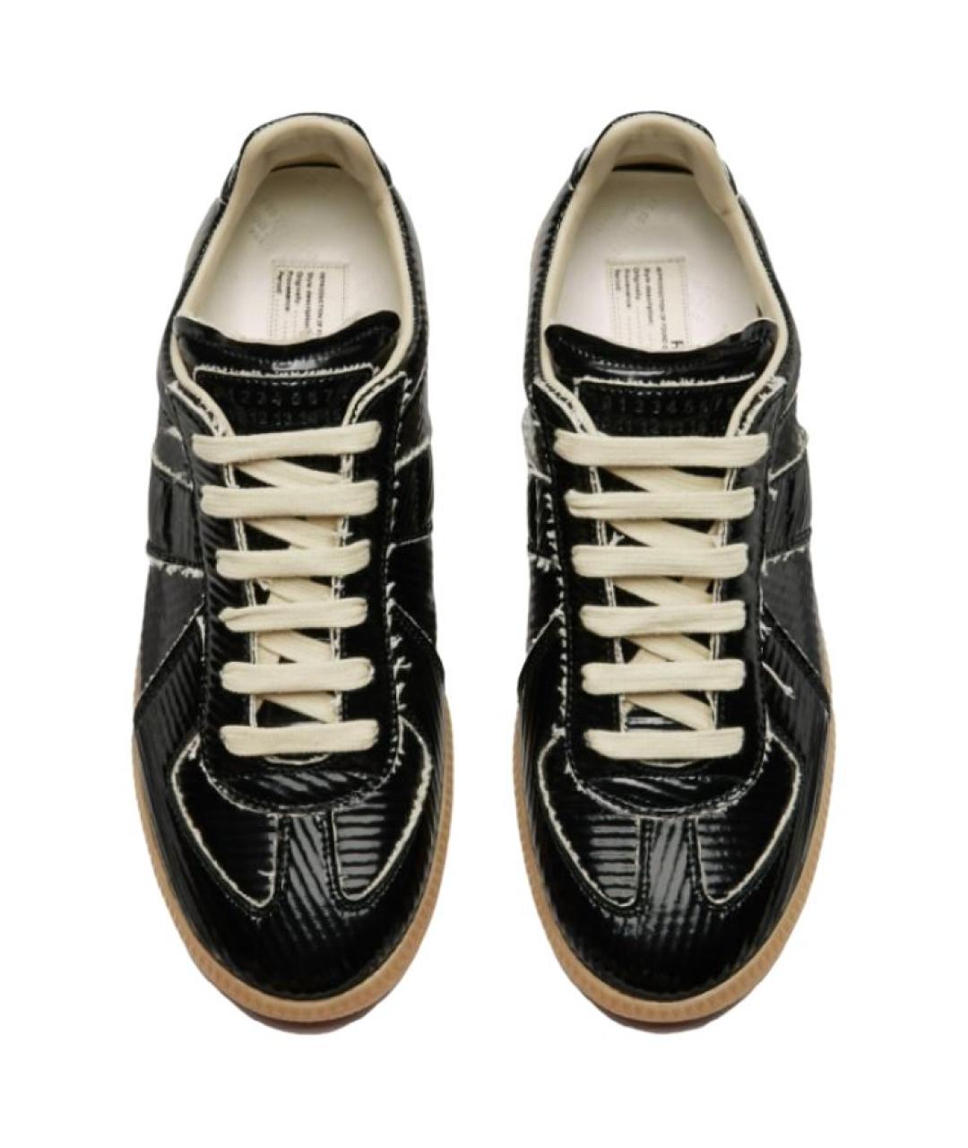 MAISON MARGIELA Черные кожаные кеды, фото 4