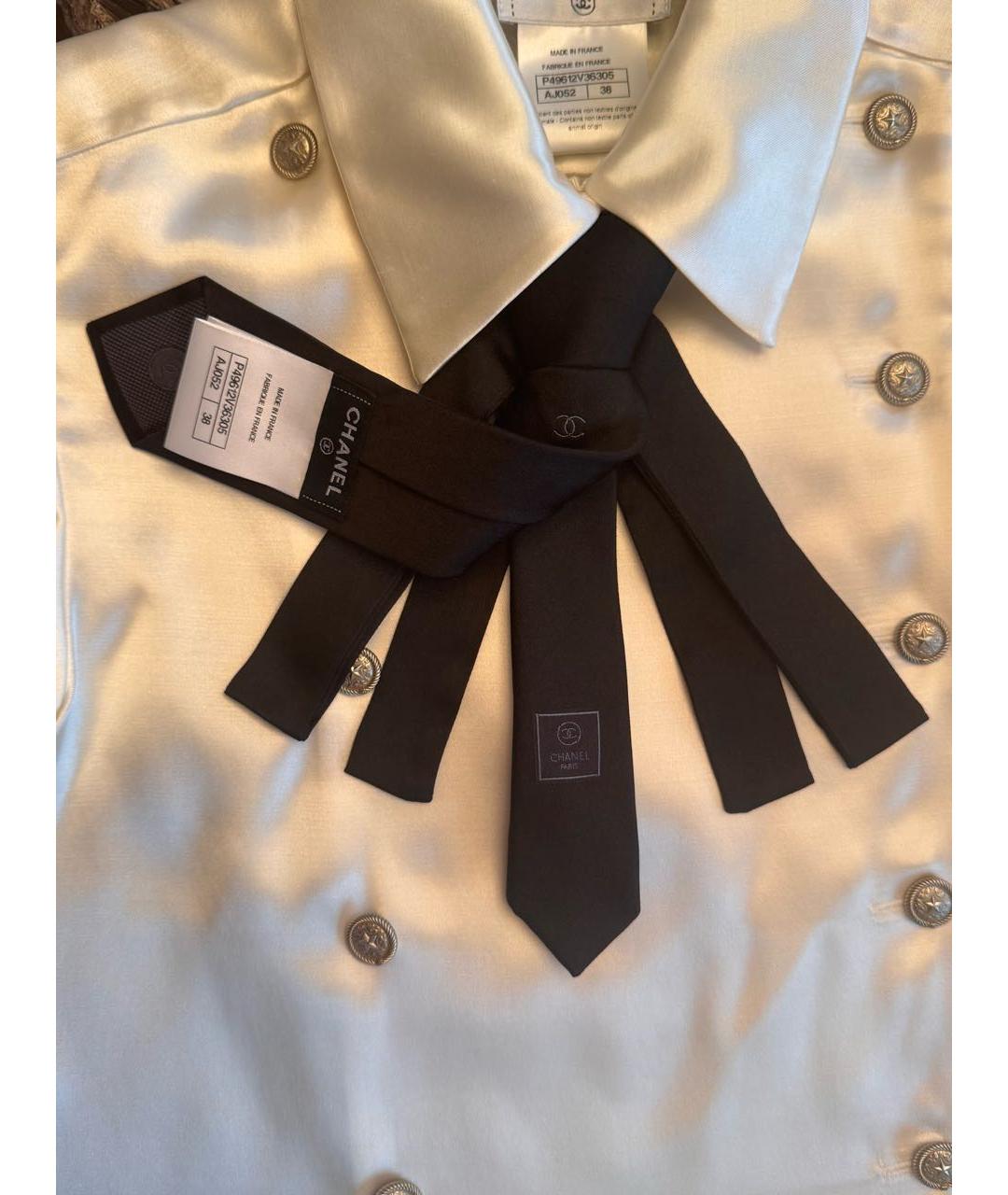 CHANEL Белая шелковая блузы, фото 4
