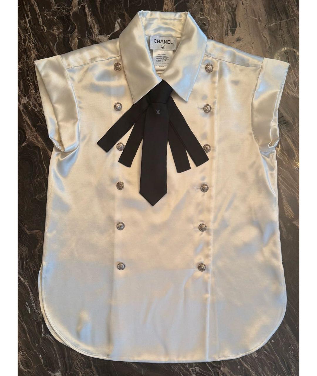 CHANEL Белая шелковая блузы, фото 9