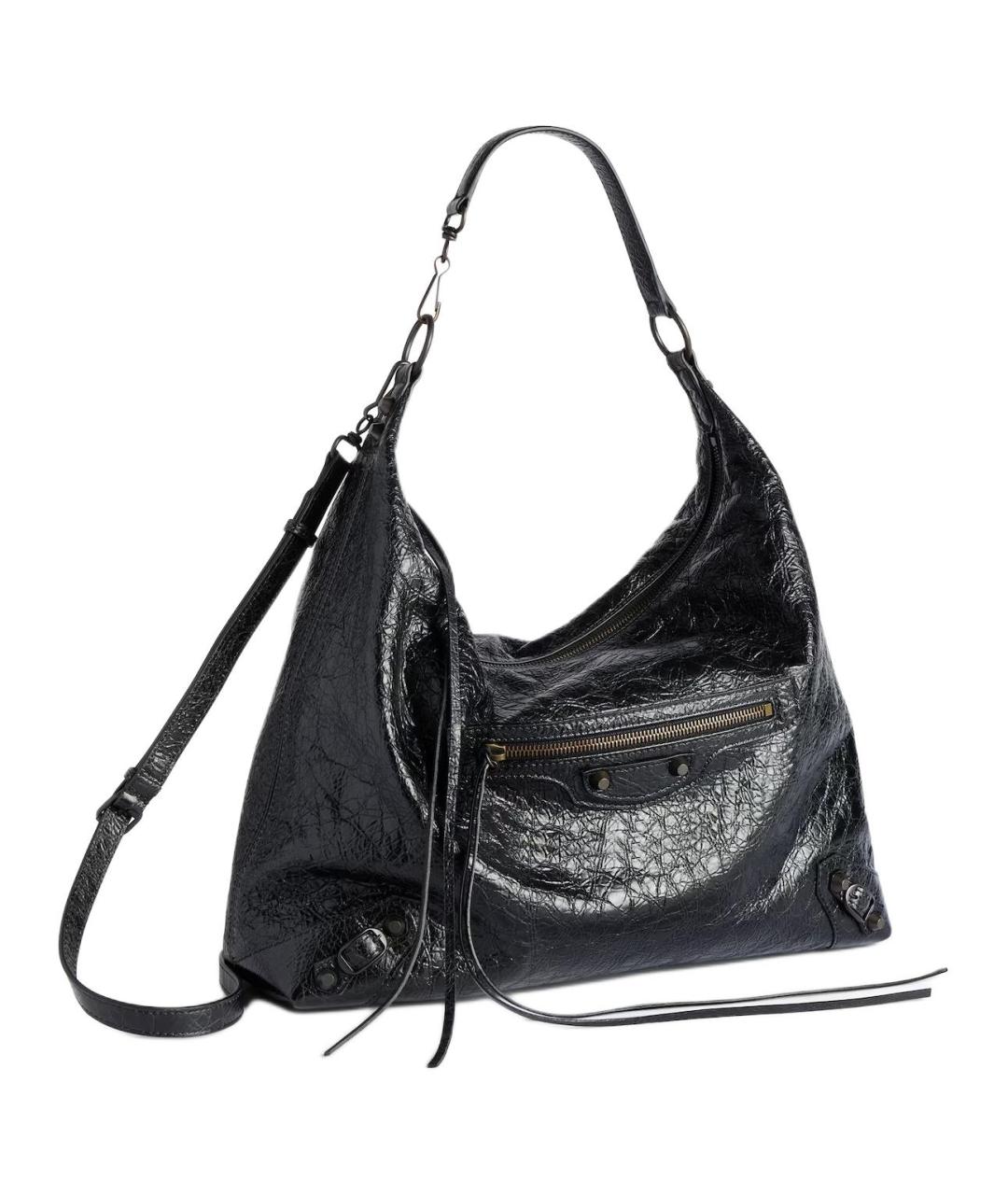 BALENCIAGA Черная кожаная сумка через плечо, фото 2