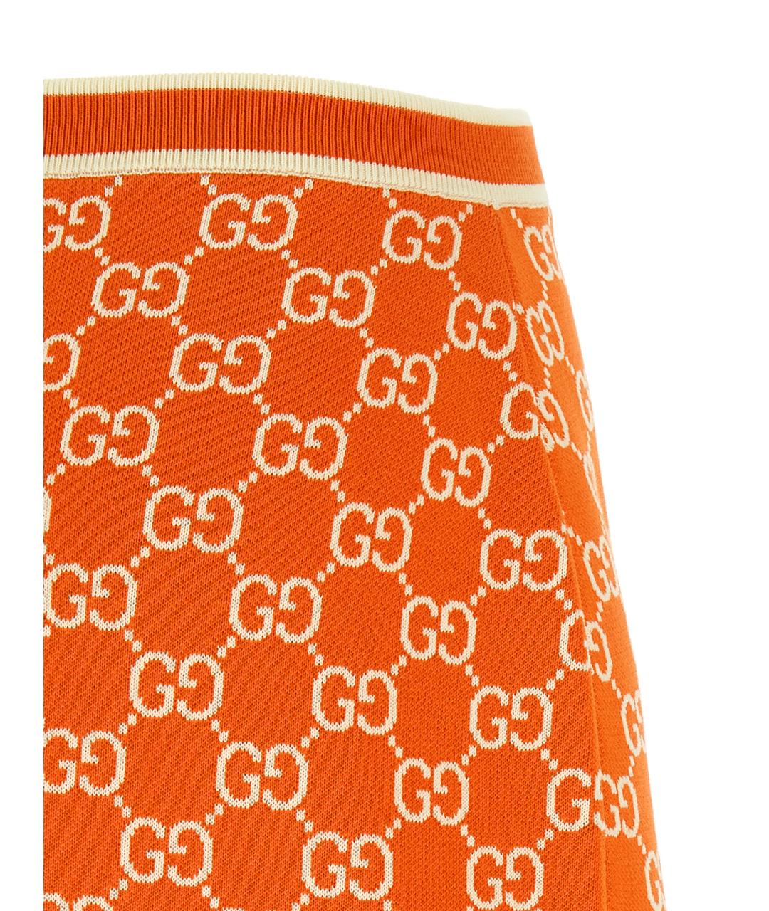 GUCCI Оранжевая хлопковая юбка мини, фото 3