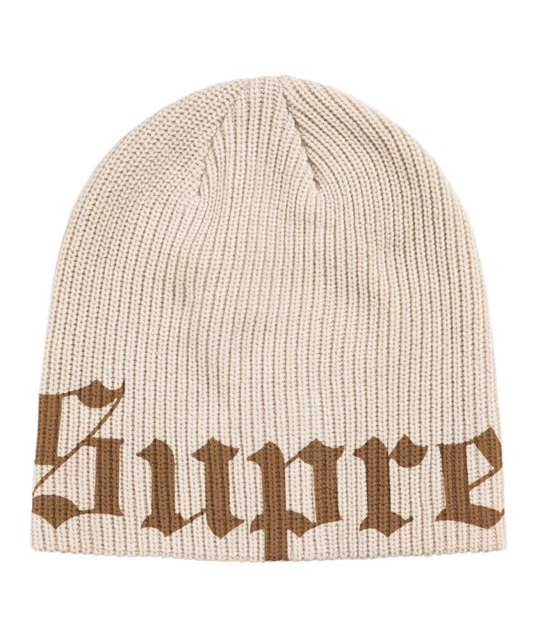 SUPREME Бежевая хлопковая шапка, фото 1