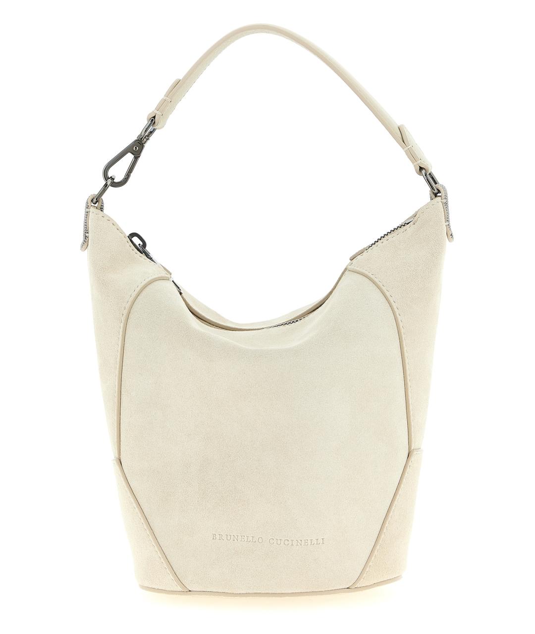 BRUNELLO CUCINELLI Белая замшевая сумка через плечо, фото 1