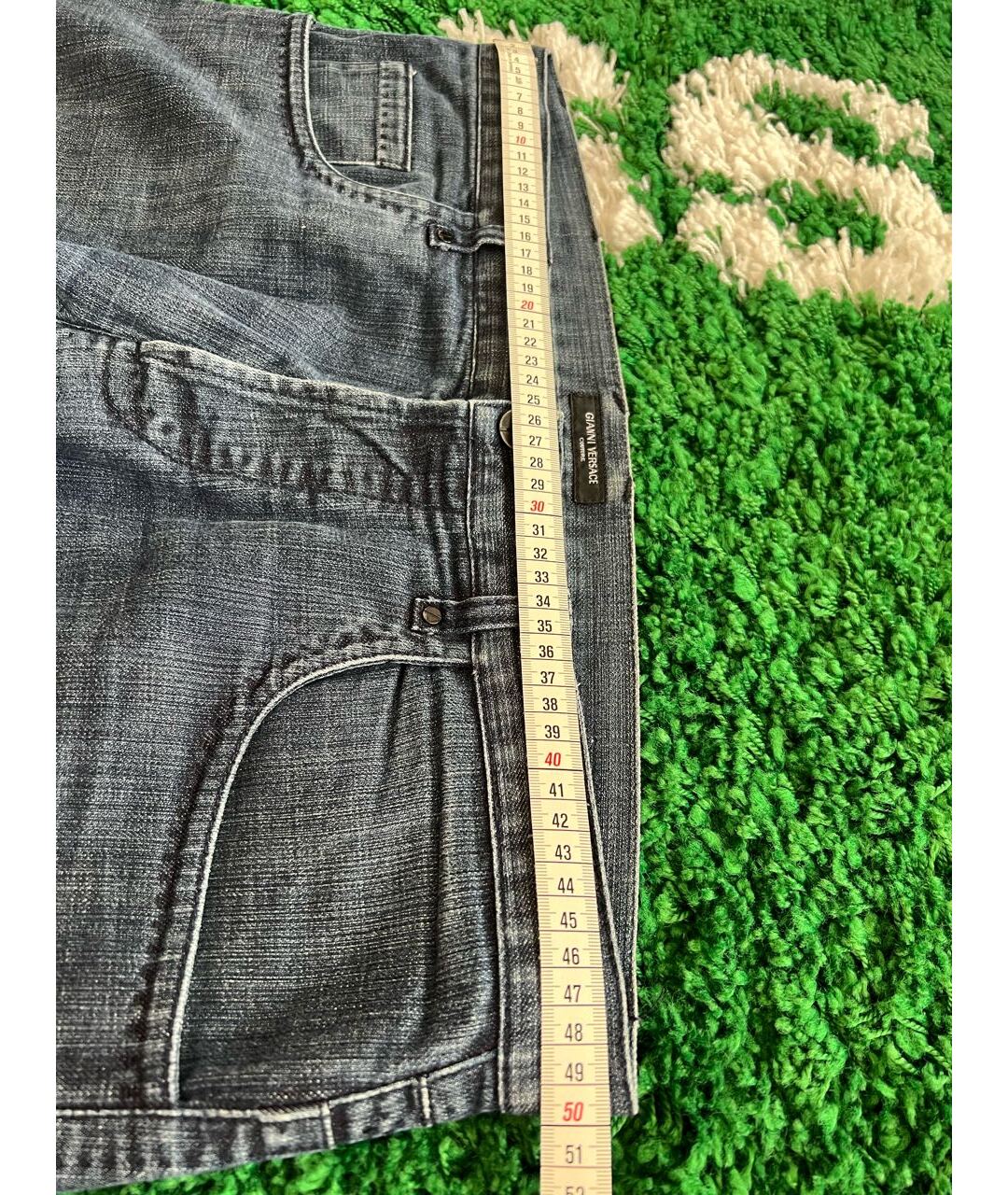 VERSACE Темно-синие хлопко-эластановые прямые джинсы, фото 6