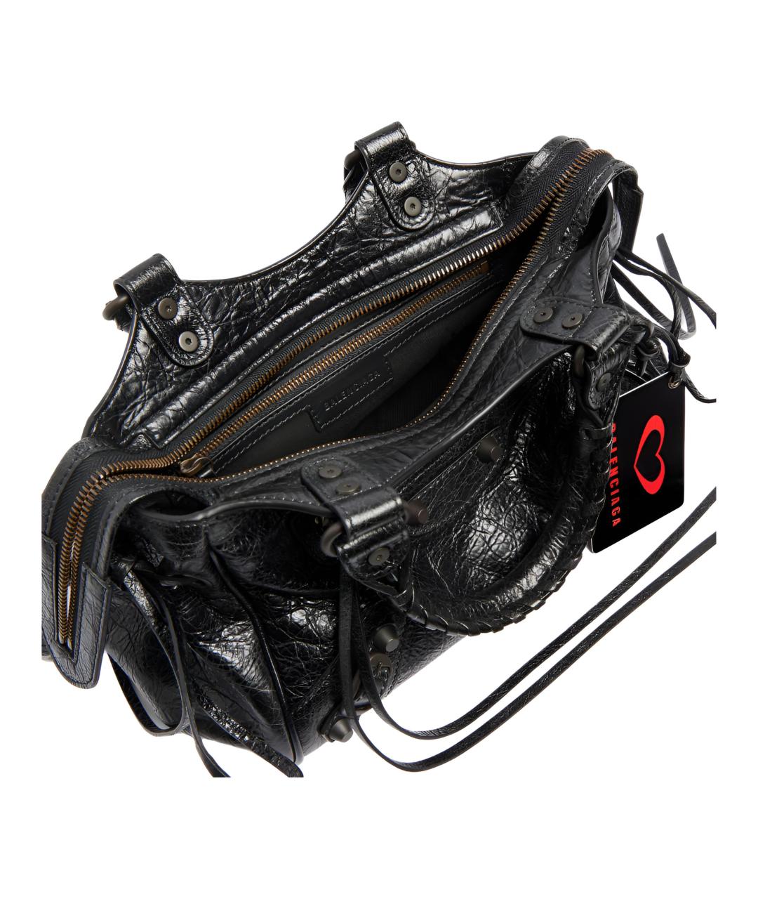 BALENCIAGA Черная кожаная сумка тоут, фото 5