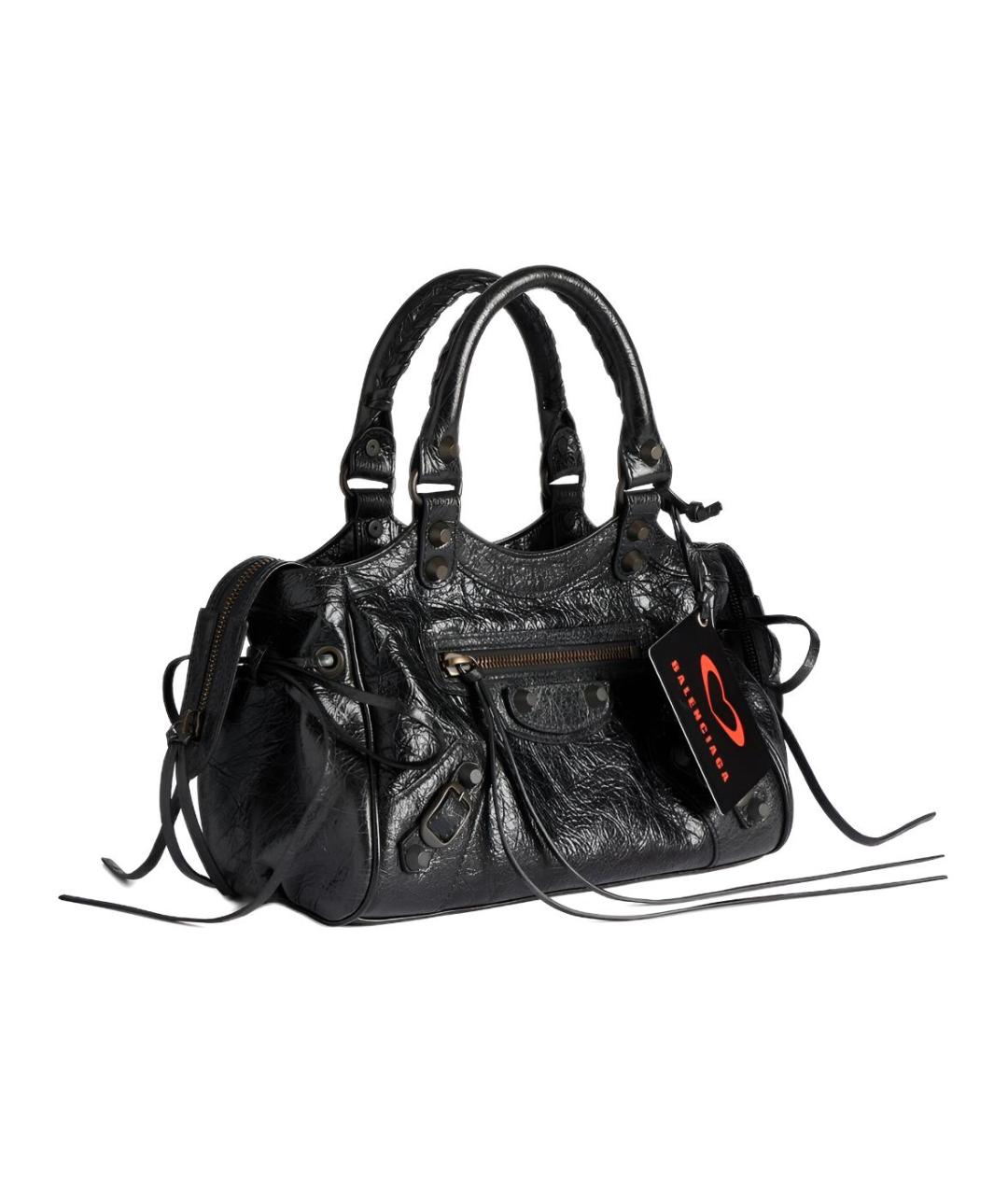 BALENCIAGA Черная кожаная сумка тоут, фото 2