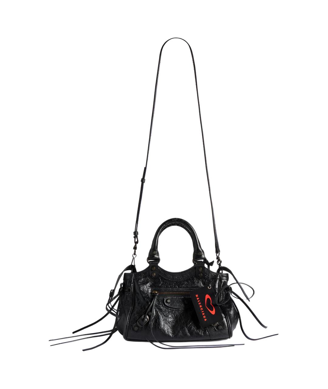 BALENCIAGA Черная кожаная сумка через плечо, фото 4