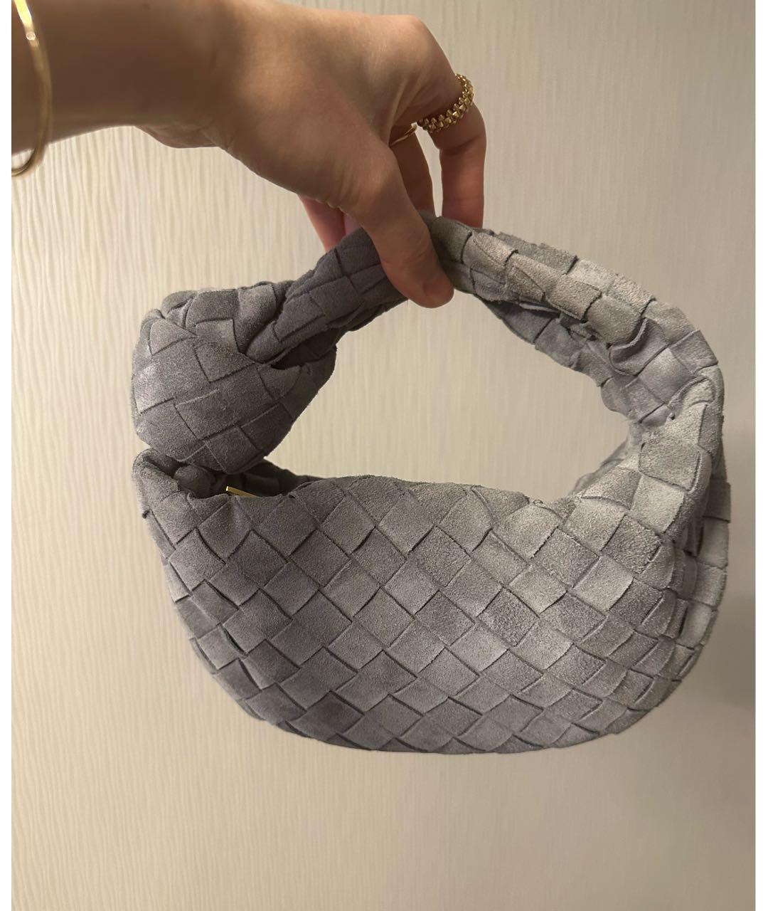 BOTTEGA VENETA Серая замшевая сумка с короткими ручками, фото 3