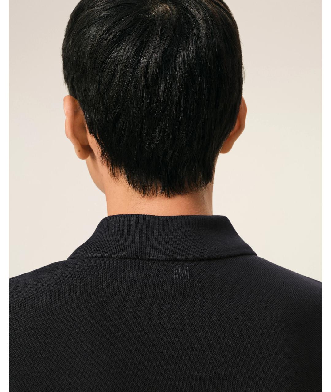Ami Paris Черное хлопковое поло с коротким рукавом, фото 4