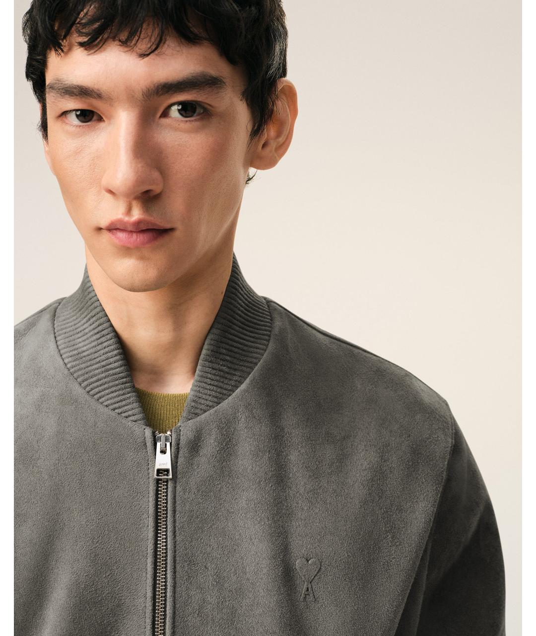 Ami Paris Серая замшевая куртка, фото 4