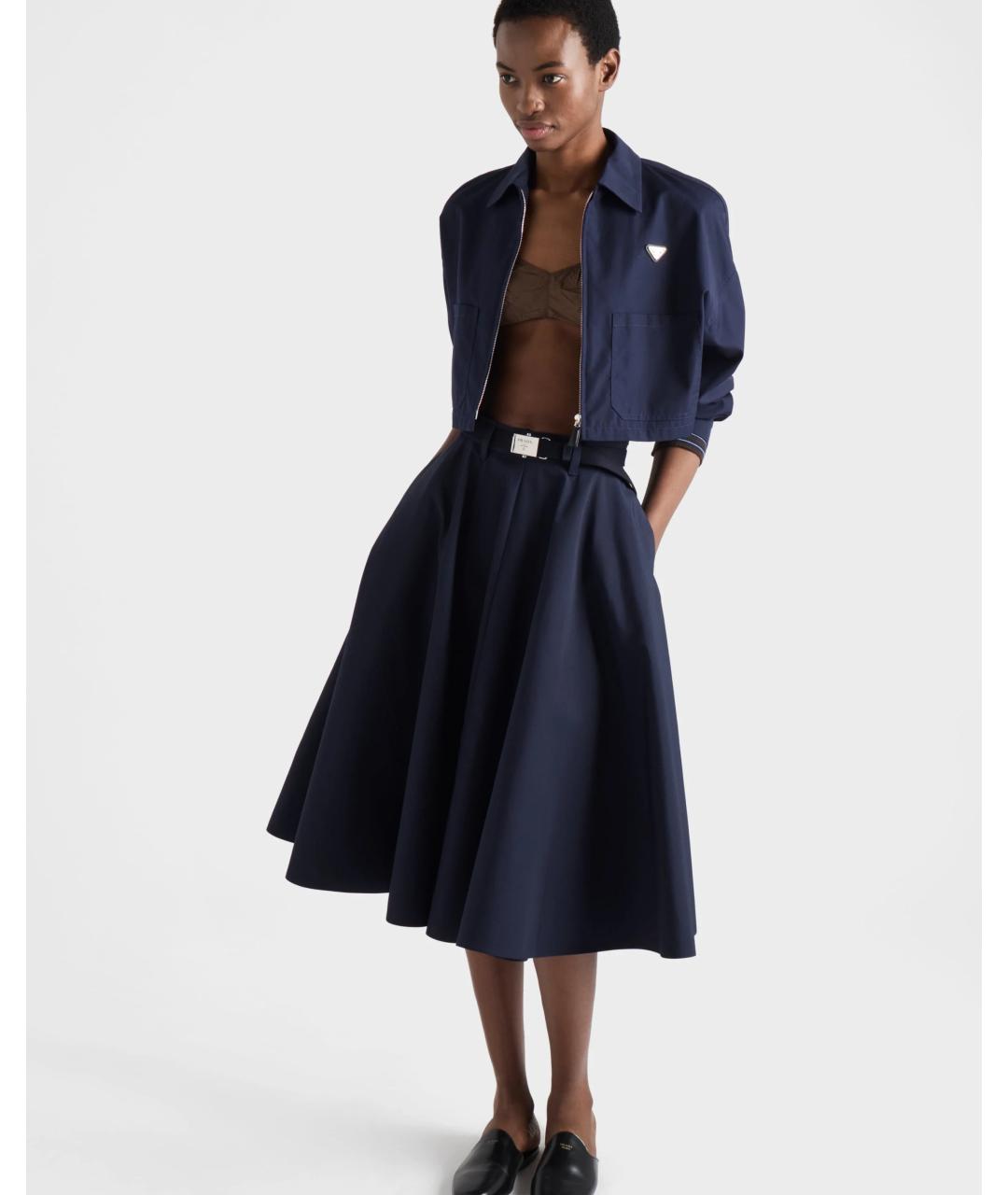 PRADA Темно-синяя юбка миди, фото 4