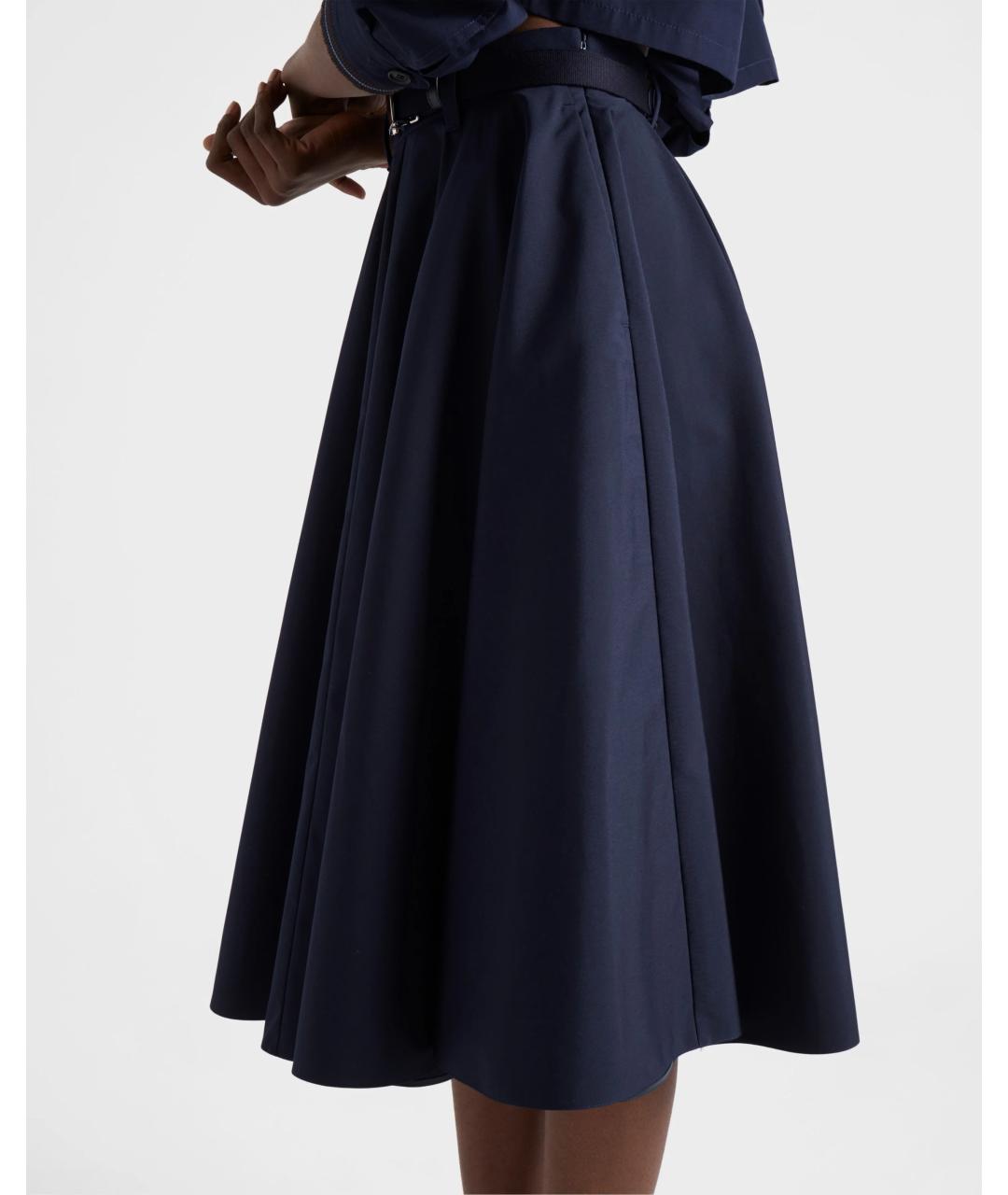PRADA Темно-синяя юбка миди, фото 3
