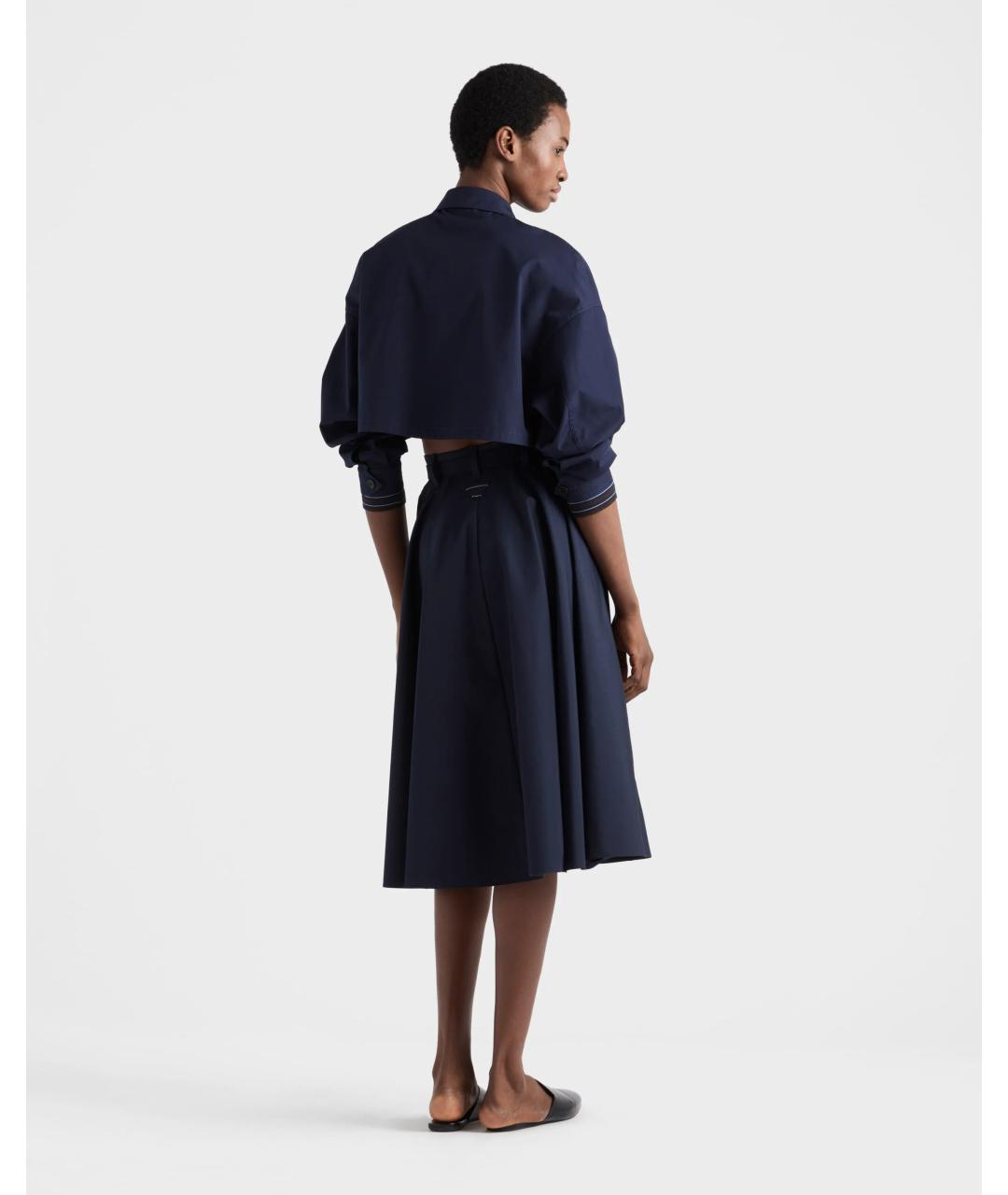 PRADA Темно-синяя юбка миди, фото 5