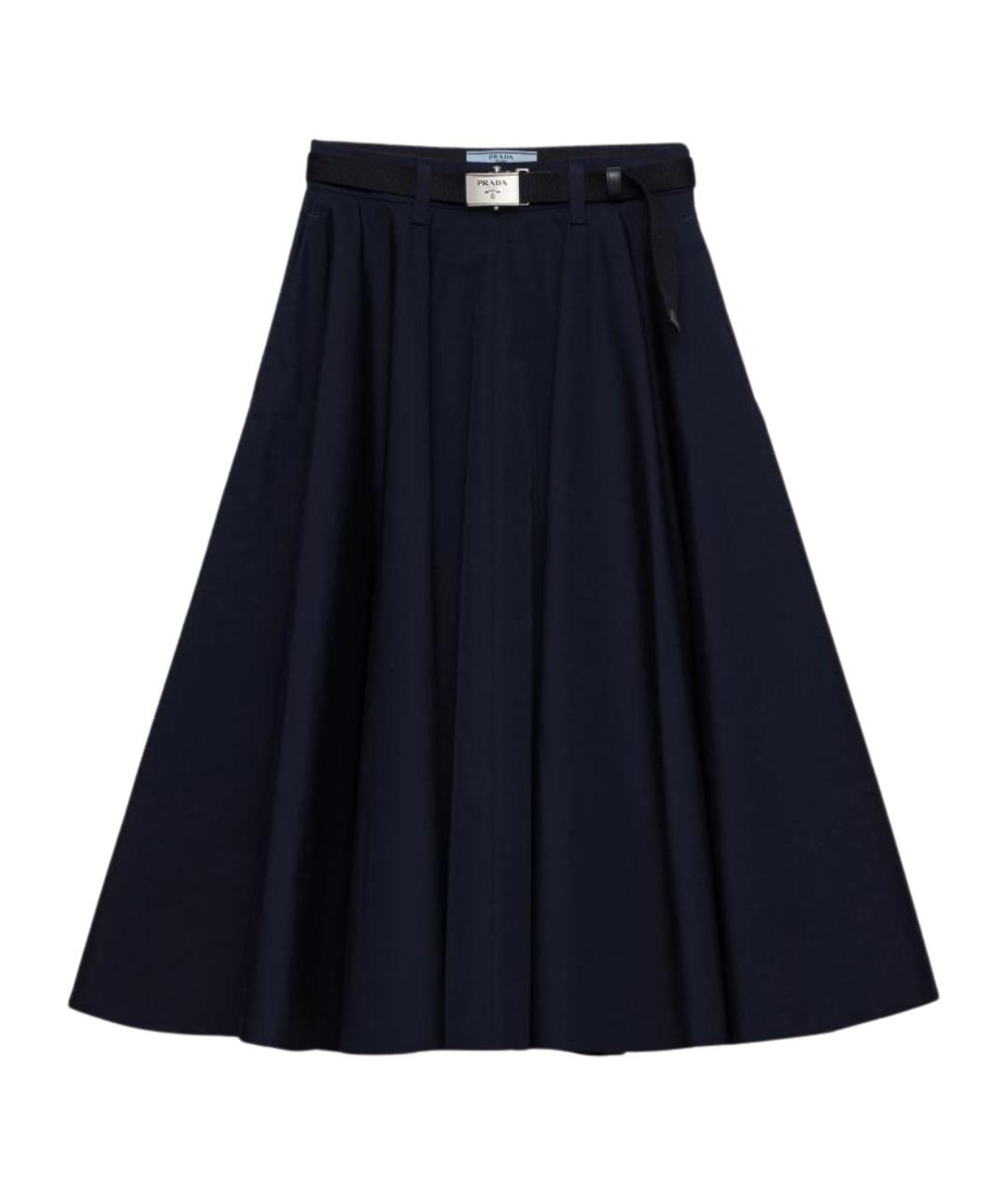 PRADA Темно-синяя юбка миди, фото 1