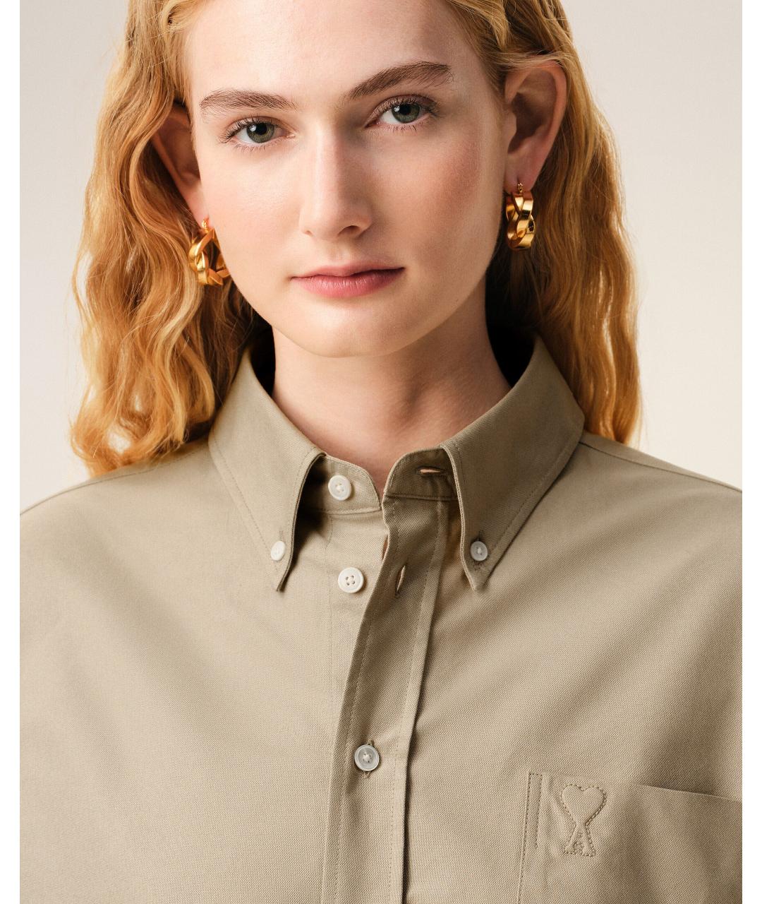 Ami Paris Бежевая хлопковая рубашка, фото 4