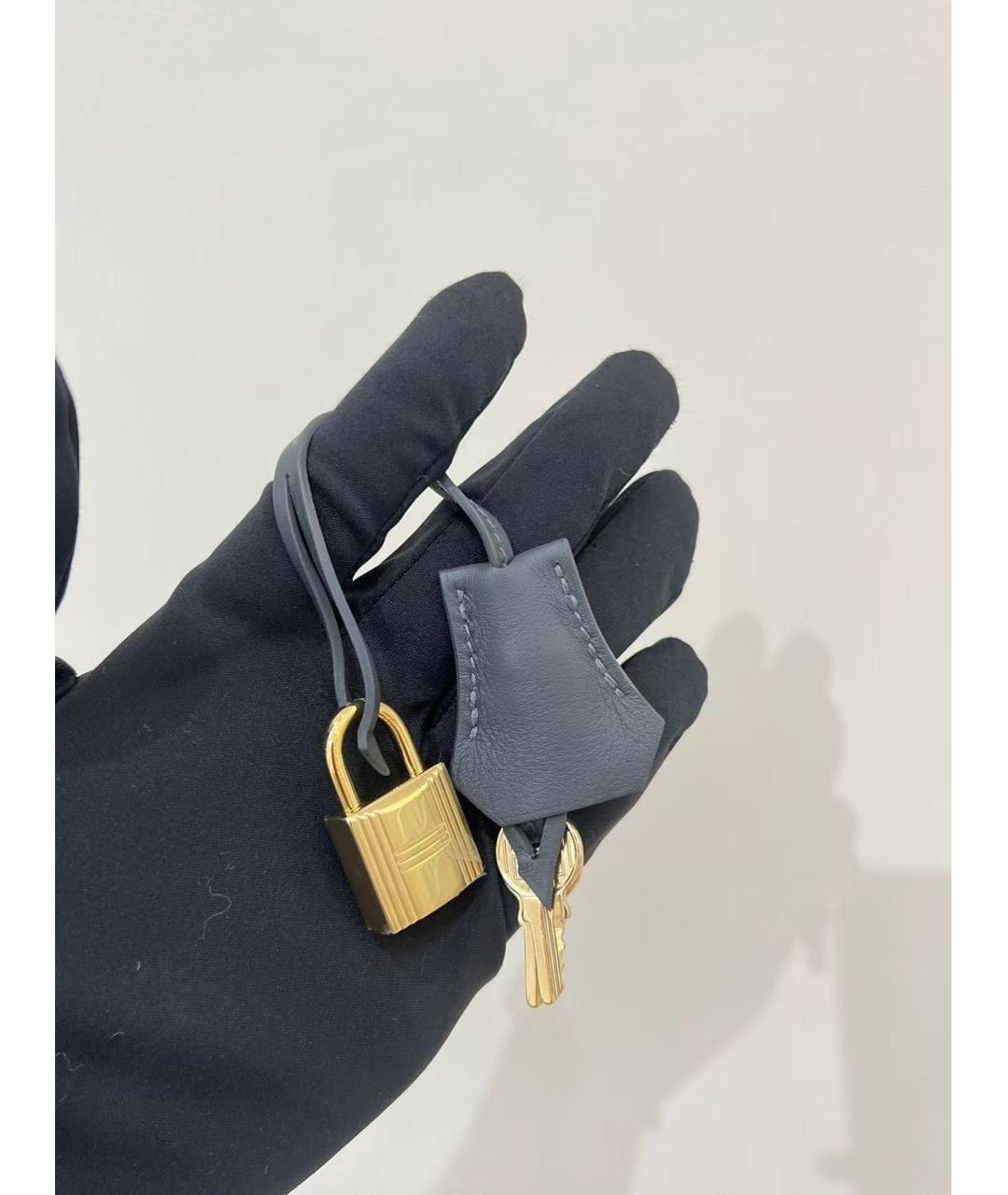 HERMES Антрацитовая кожаная сумка с короткими ручками, фото 6