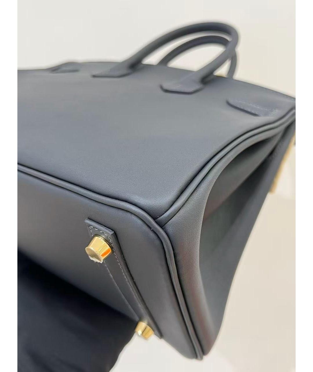 HERMES Антрацитовая кожаная сумка с короткими ручками, фото 3