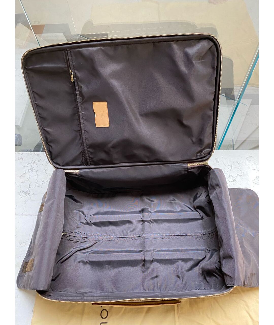 LOUIS VUITTON PRE-OWNED Коричневый чемодан из искусственной кожи, фото 4