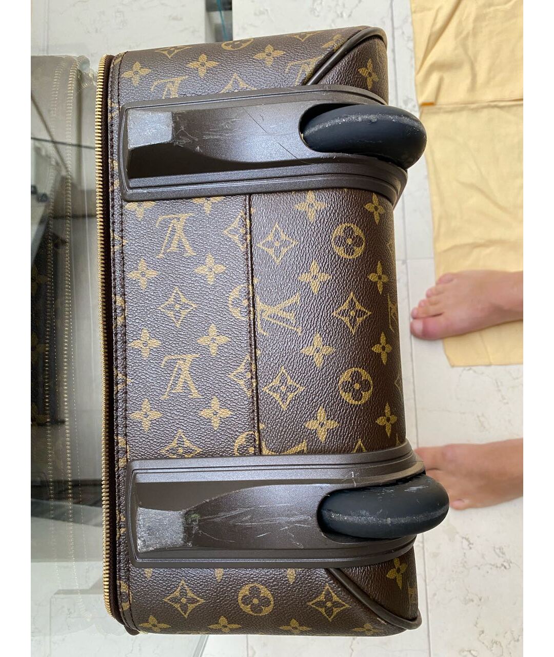 LOUIS VUITTON PRE-OWNED Коричневый чемодан из искусственной кожи, фото 3