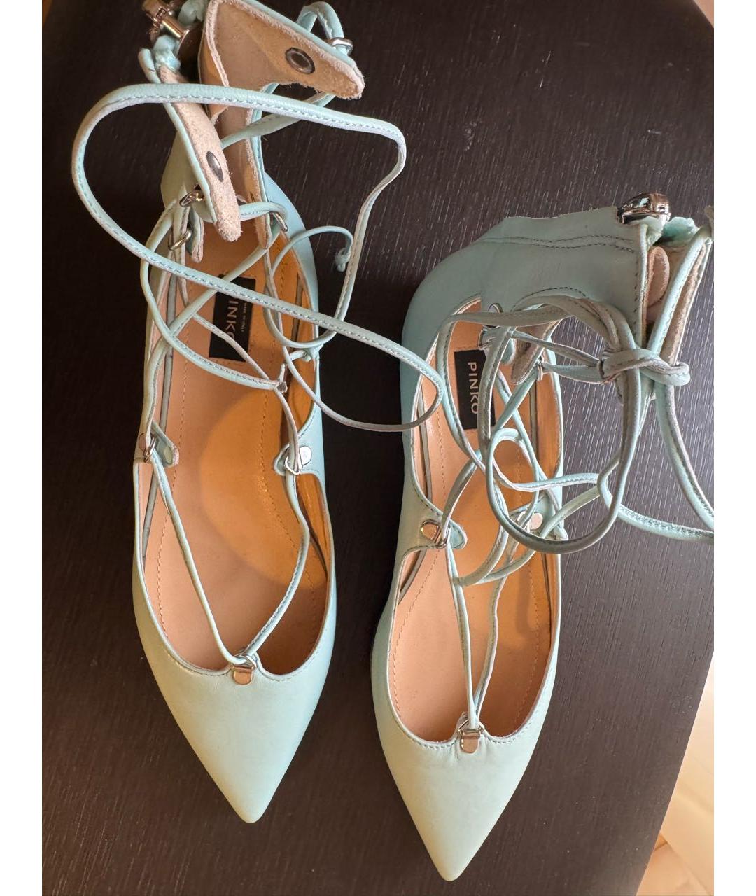 PINKO Бирюзовые кожаные балетки, фото 4