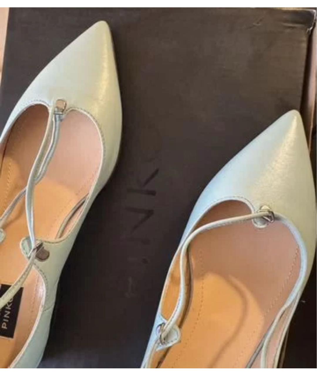 PINKO Бирюзовые кожаные балетки, фото 3