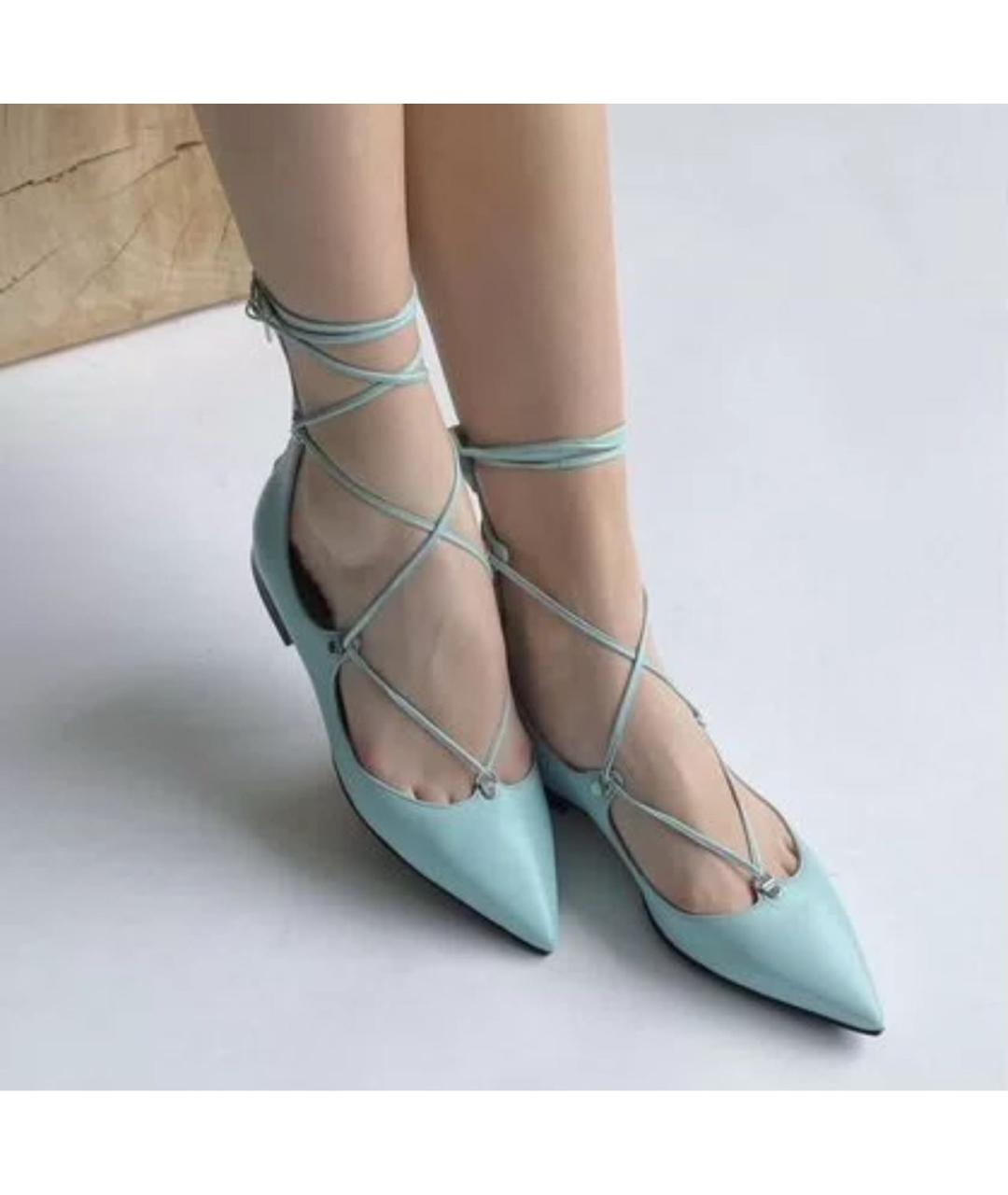 PINKO Бирюзовые кожаные балетки, фото 2