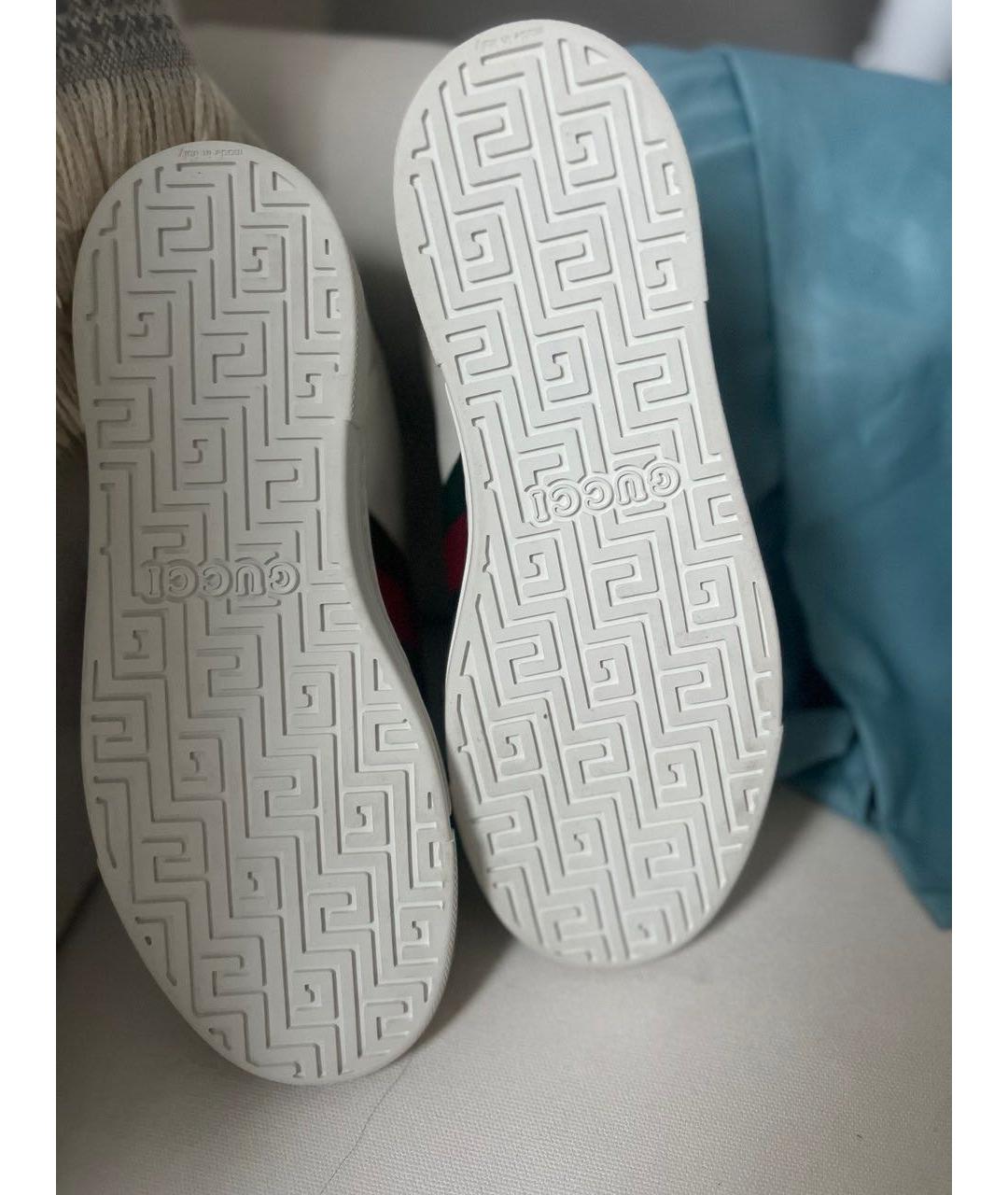 GUCCI Белые кожаные кроссовки, фото 5