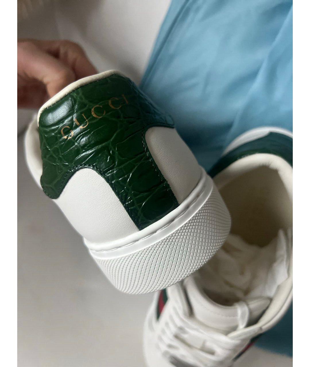 GUCCI Белые кожаные кроссовки, фото 4