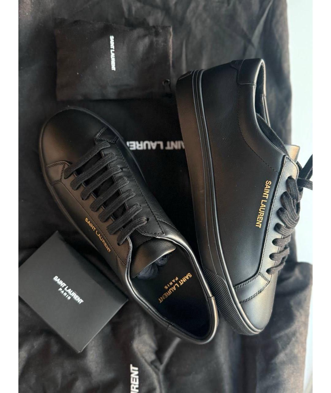 SAINT LAURENT Черные кожаные кроссовки, фото 3