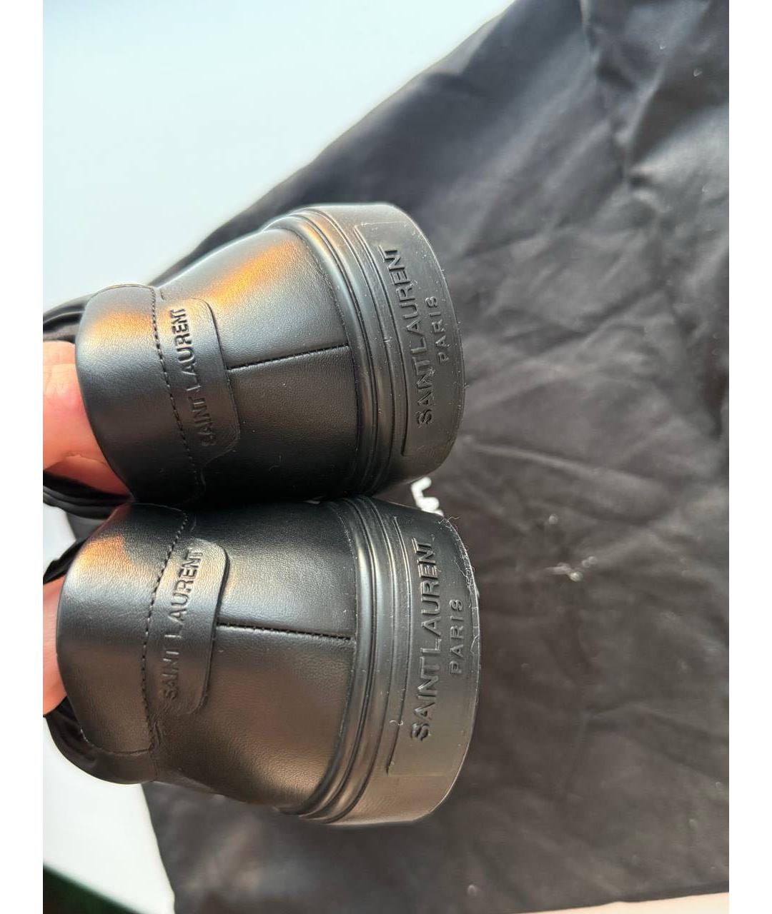 SAINT LAURENT Черные кожаные кроссовки, фото 4