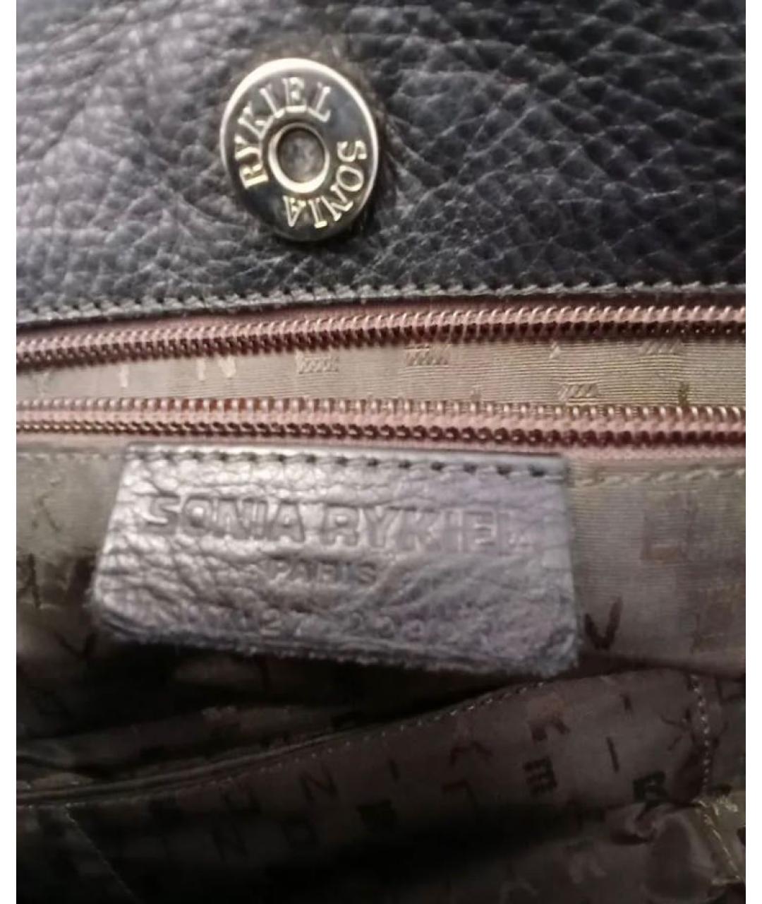 SONIA RYKIEL Черная кожаная сумка тоут, фото 4