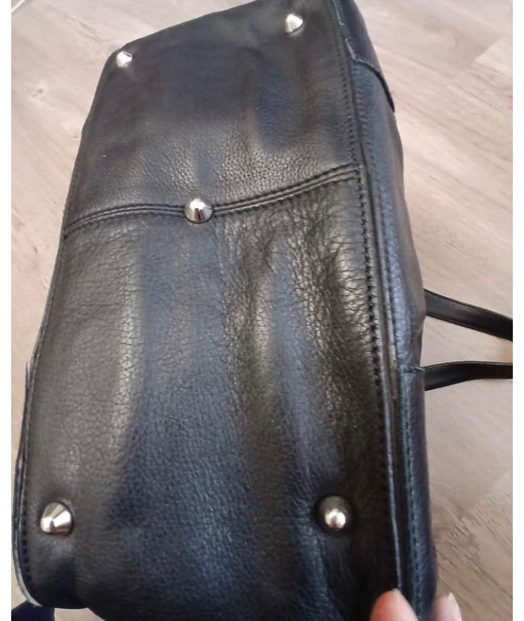 SONIA RYKIEL Черная кожаная сумка тоут, фото 6