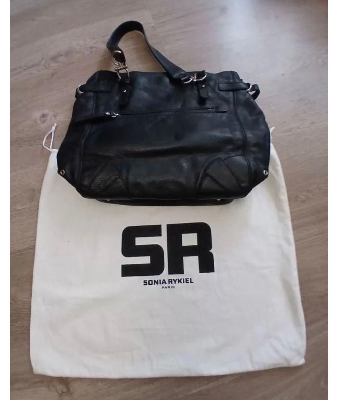 SONIA RYKIEL Черная кожаная сумка тоут, фото 3