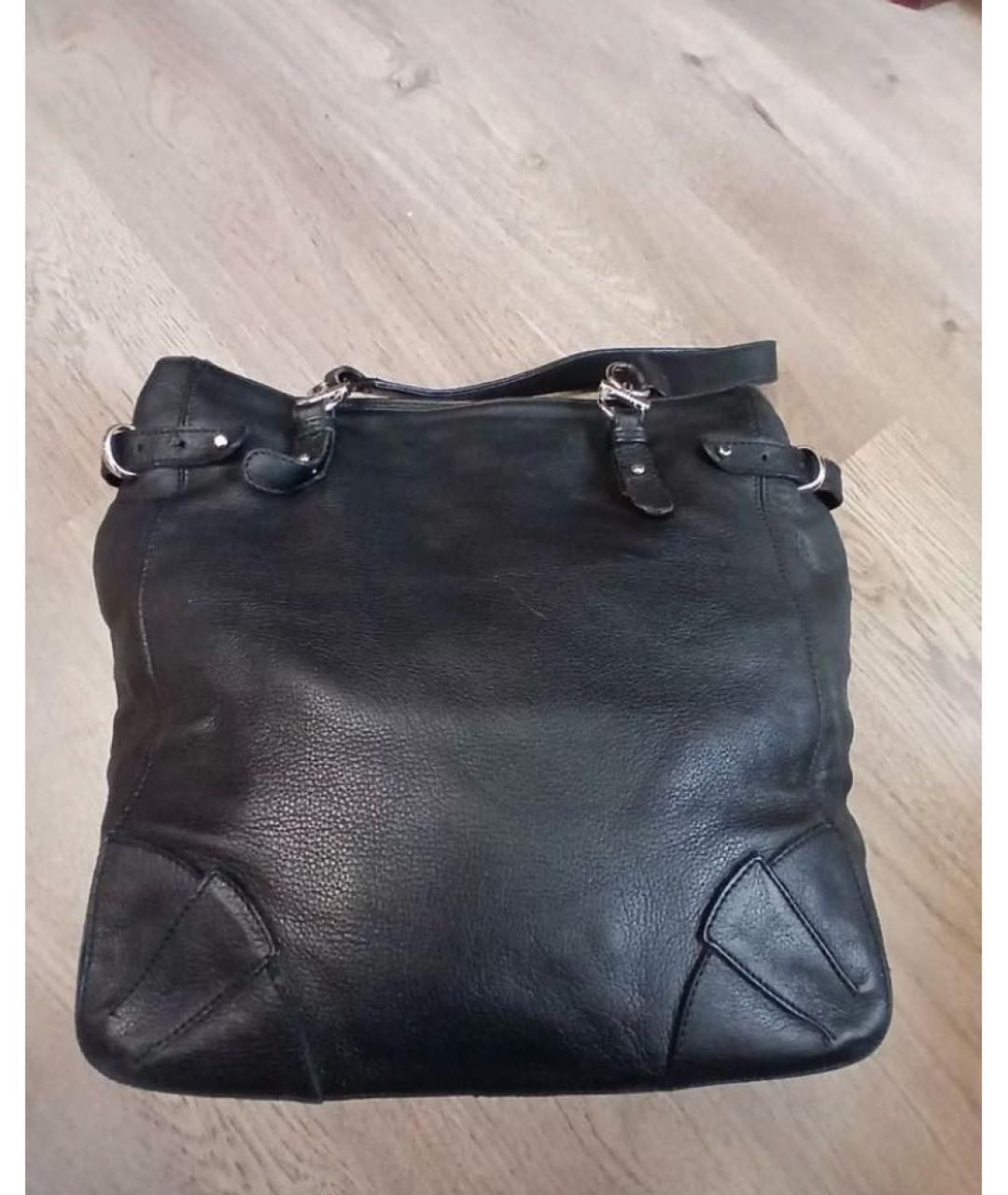 SONIA RYKIEL Черная кожаная сумка тоут, фото 9