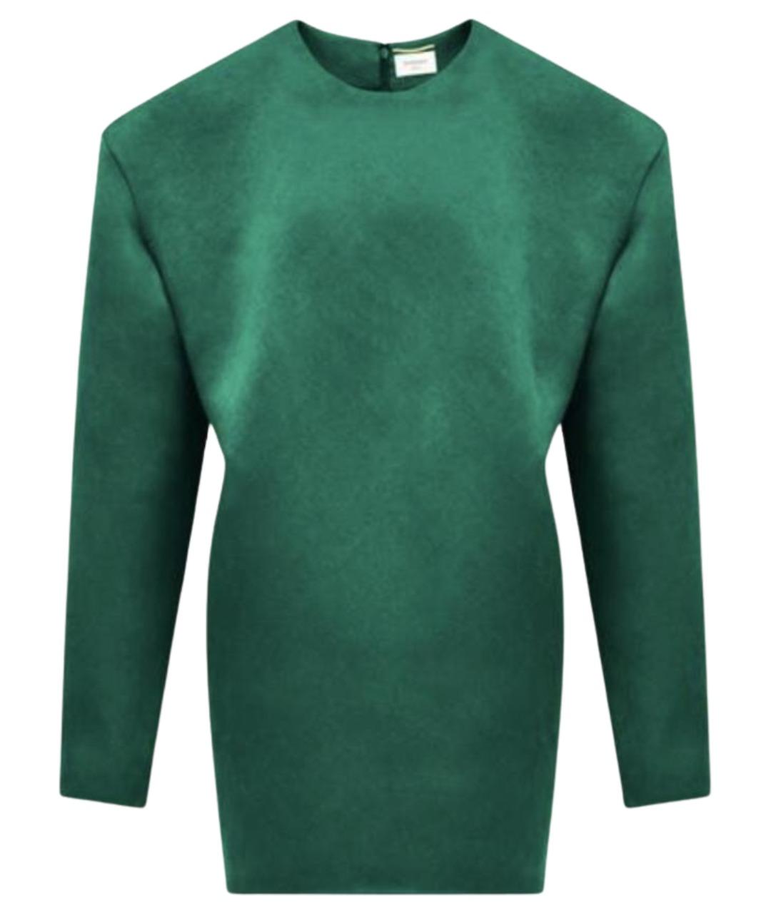 SAINT LAURENT Зеленые шелковое коктейльное платье, фото 1