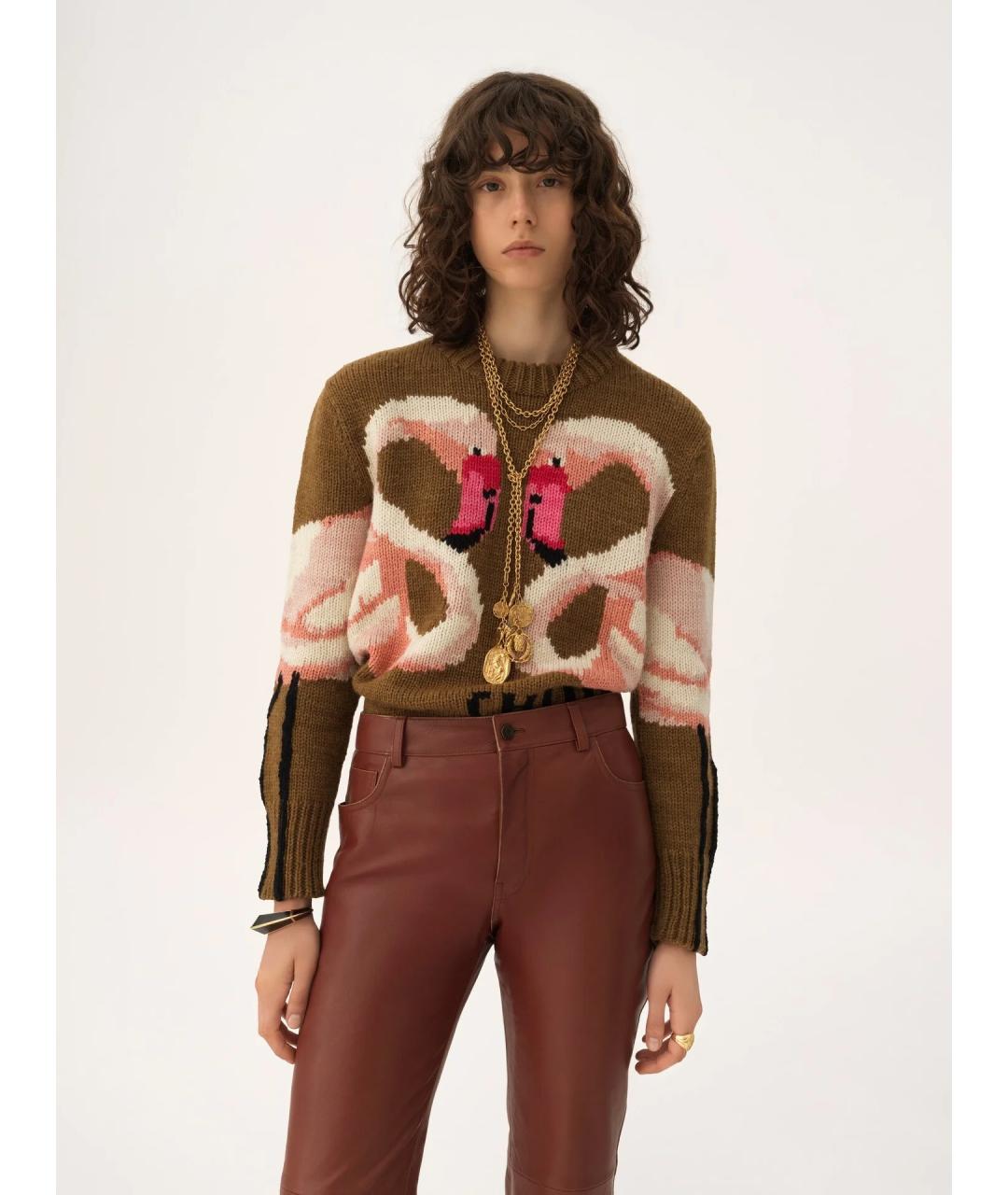 CHLOE Коричневый шерстяной джемпер / свитер, фото 3