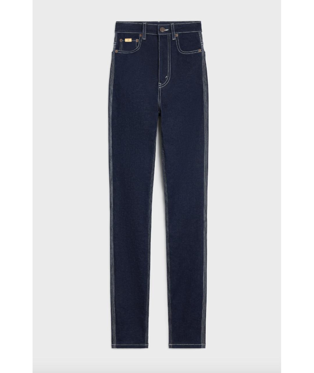 CELINE Темно-синие хлопковые джинсы слим, фото 5