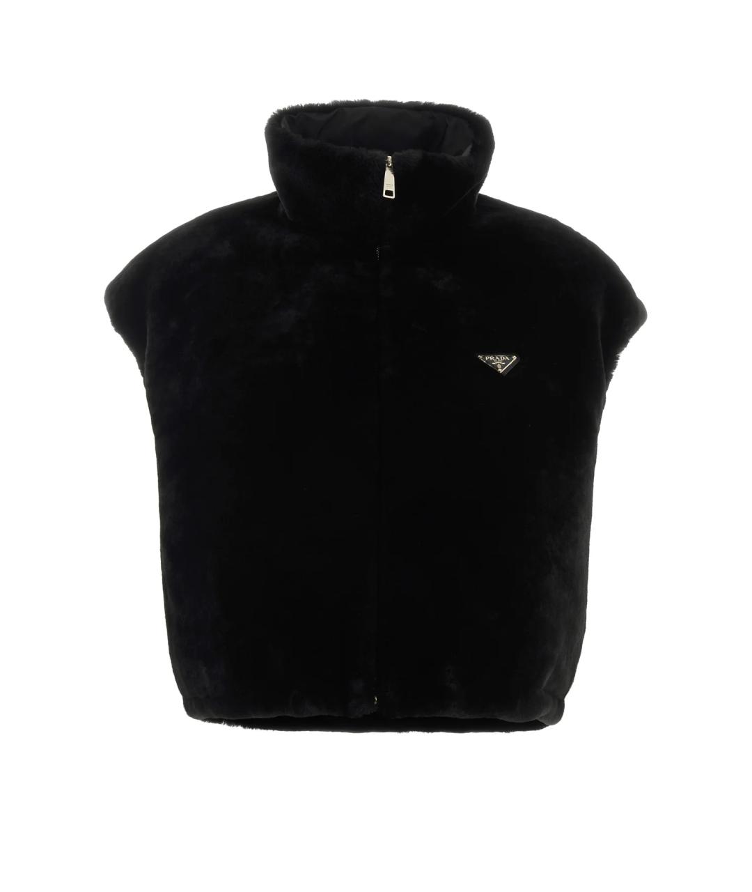 PRADA Черный меховой жилет, фото 1