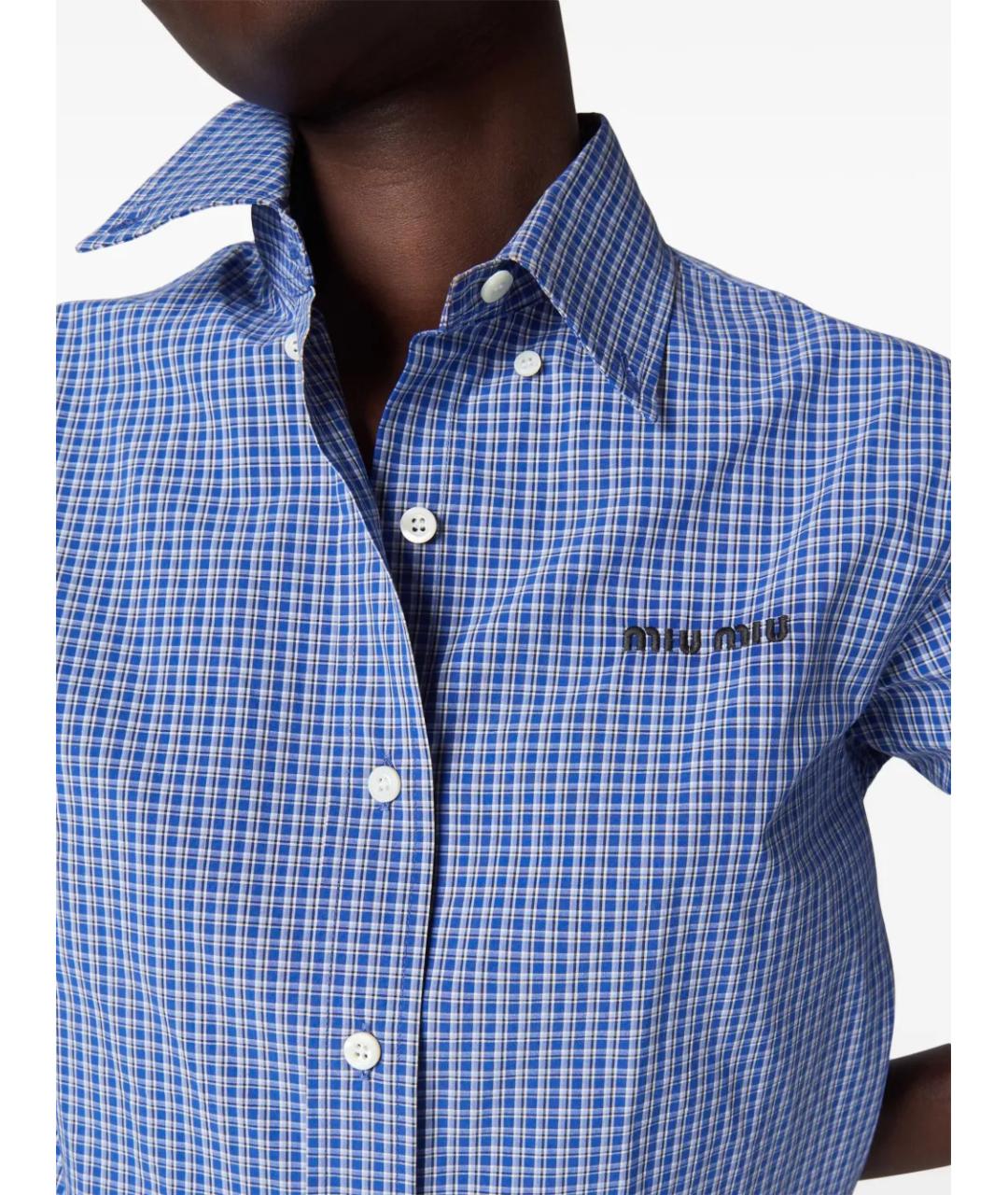 MIU MIU Синяя хлопковая рубашка, фото 5