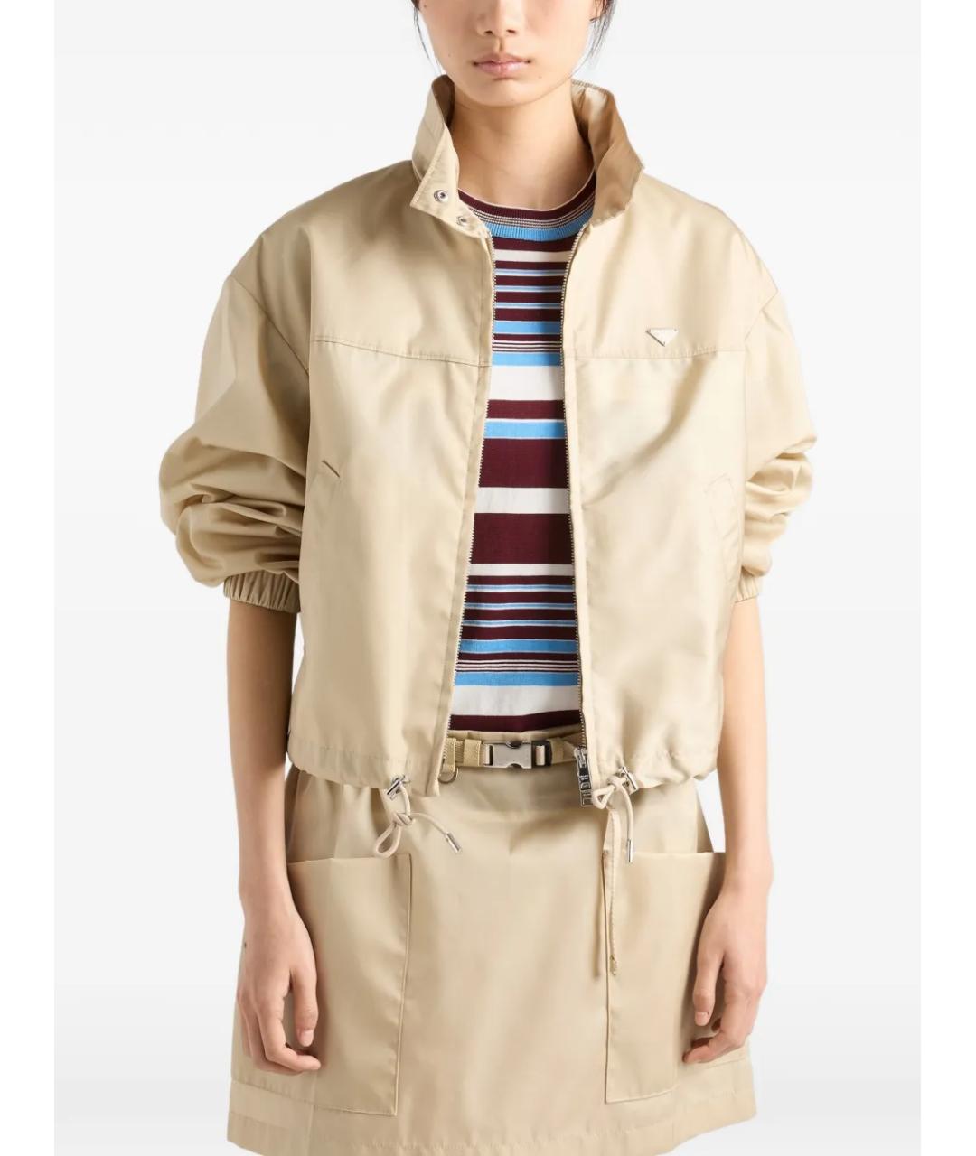 PRADA Бежевая синтетическая куртка, фото 4