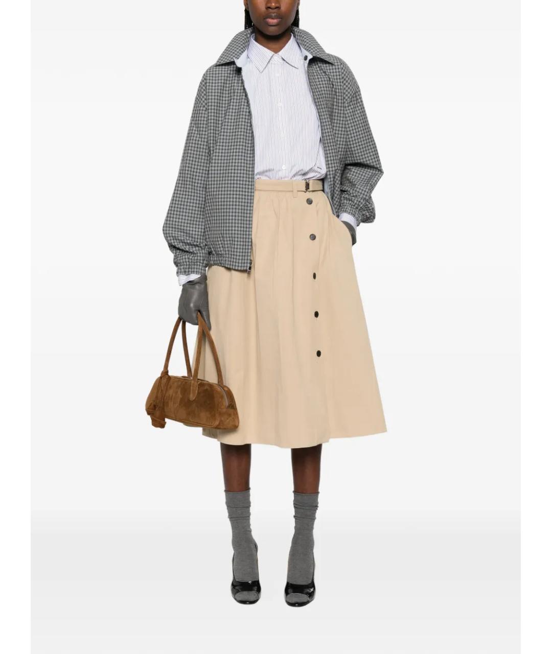 PRADA Бежевая хлопковая юбка миди, фото 2