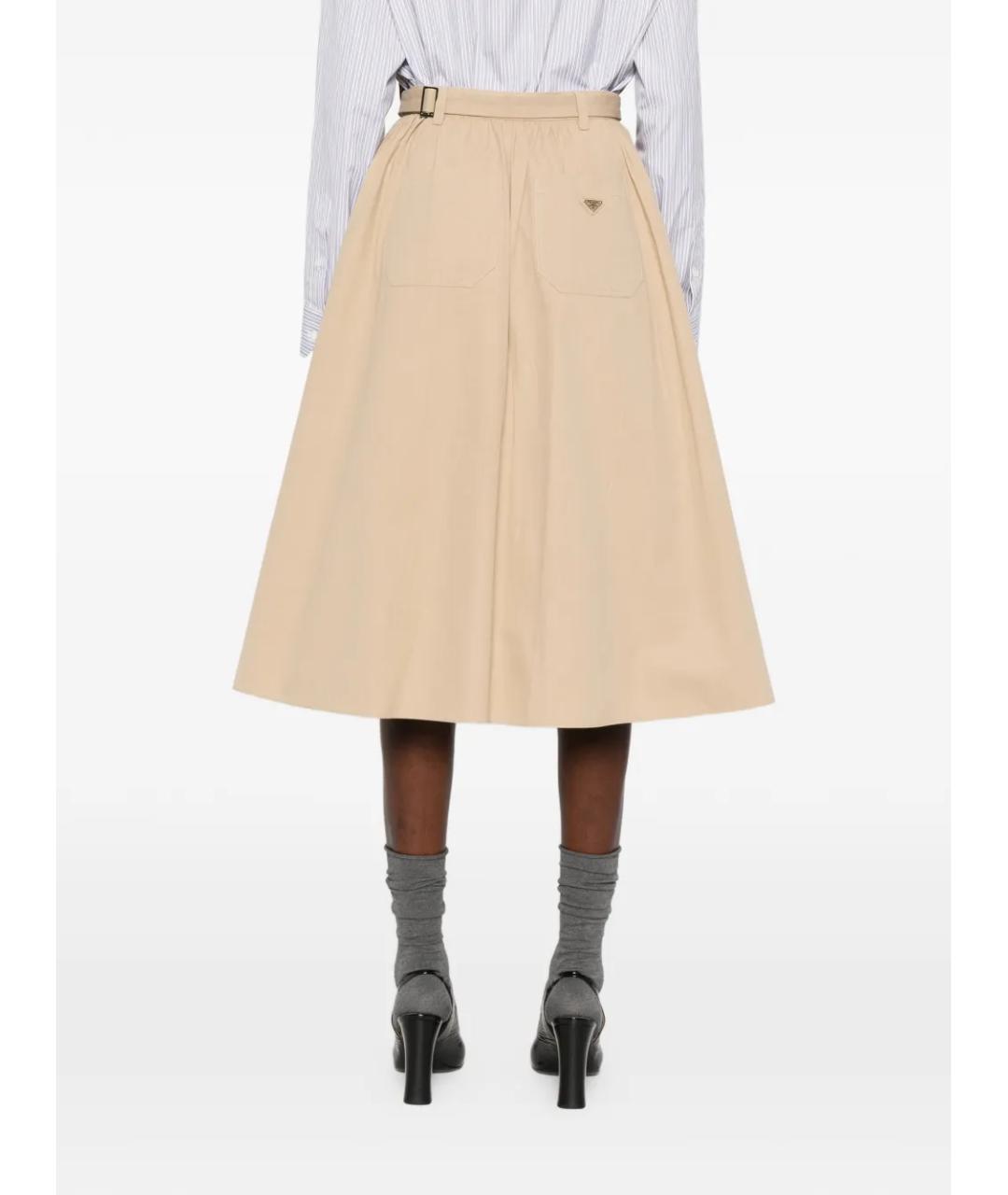 PRADA Бежевая хлопковая юбка миди, фото 4