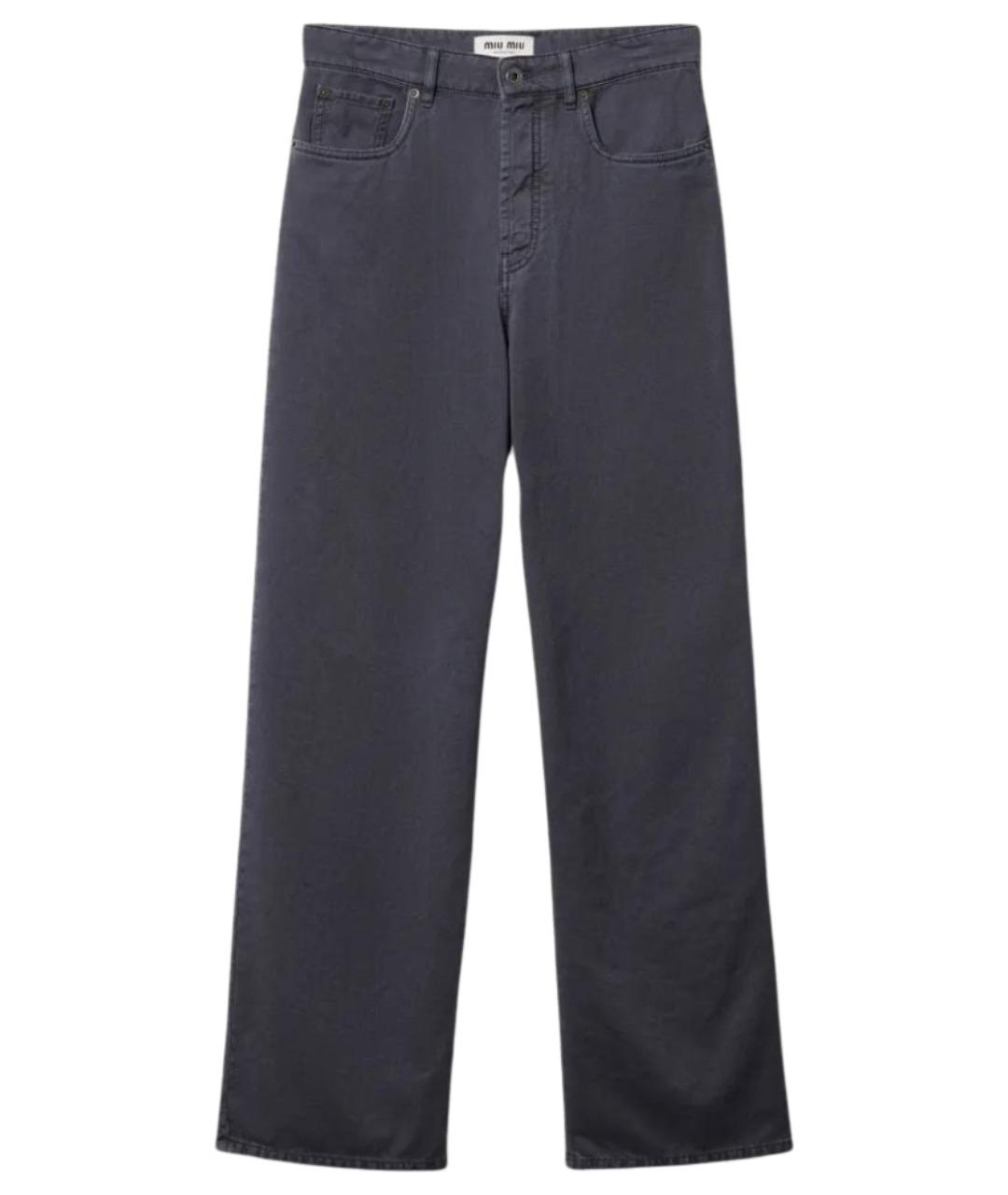 MIU MIU Антрацитовые хлопковые прямые джинсы, фото 1