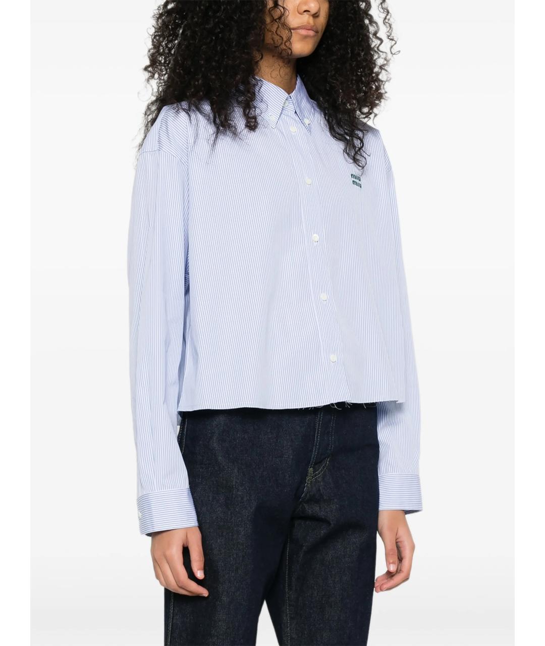 MIU MIU Голубая хлопковая рубашка, фото 3