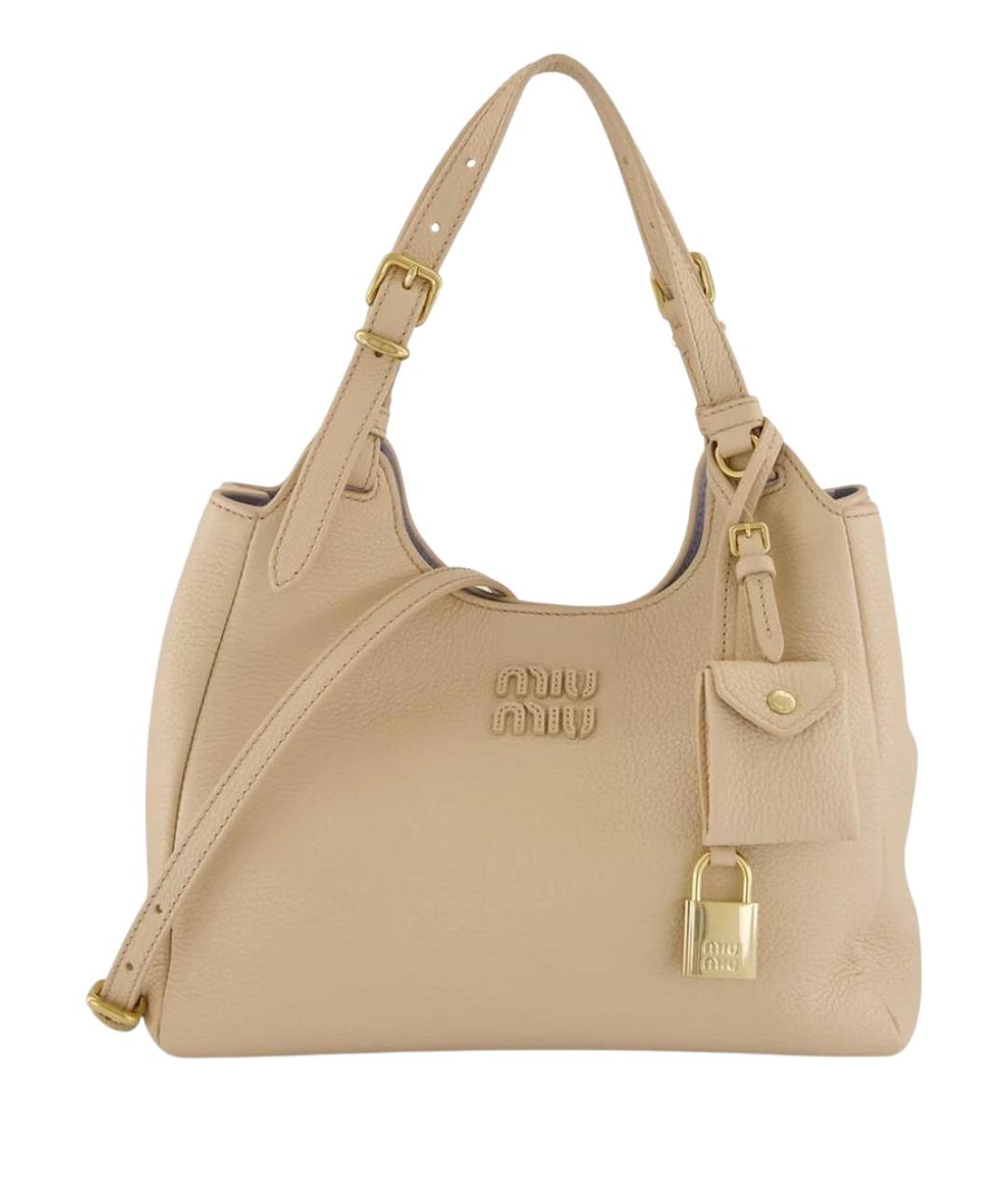 MIU MIU Бежевая кожаная сумка через плечо, фото 1