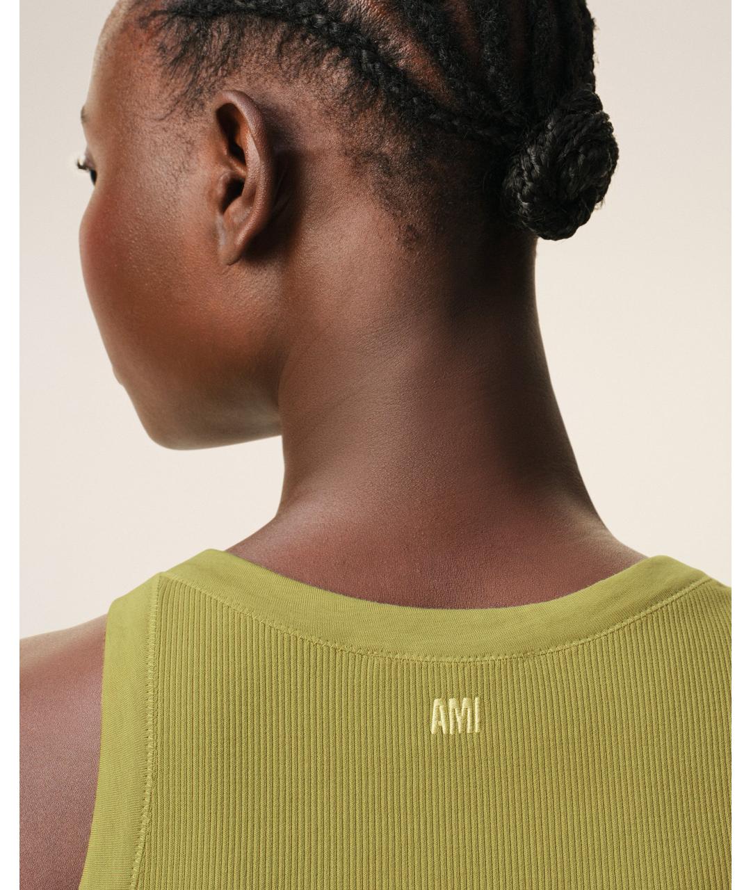 Ami Paris Зеленая хлопко-эластановая майка, фото 2