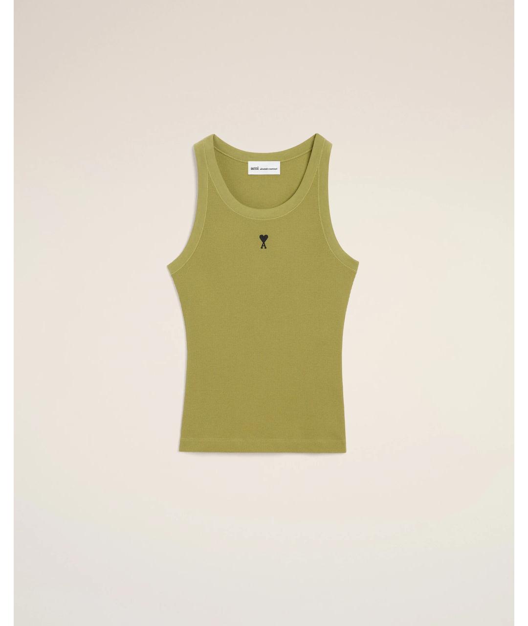 Ami Paris Зеленая хлопко-эластановая майка, фото 6