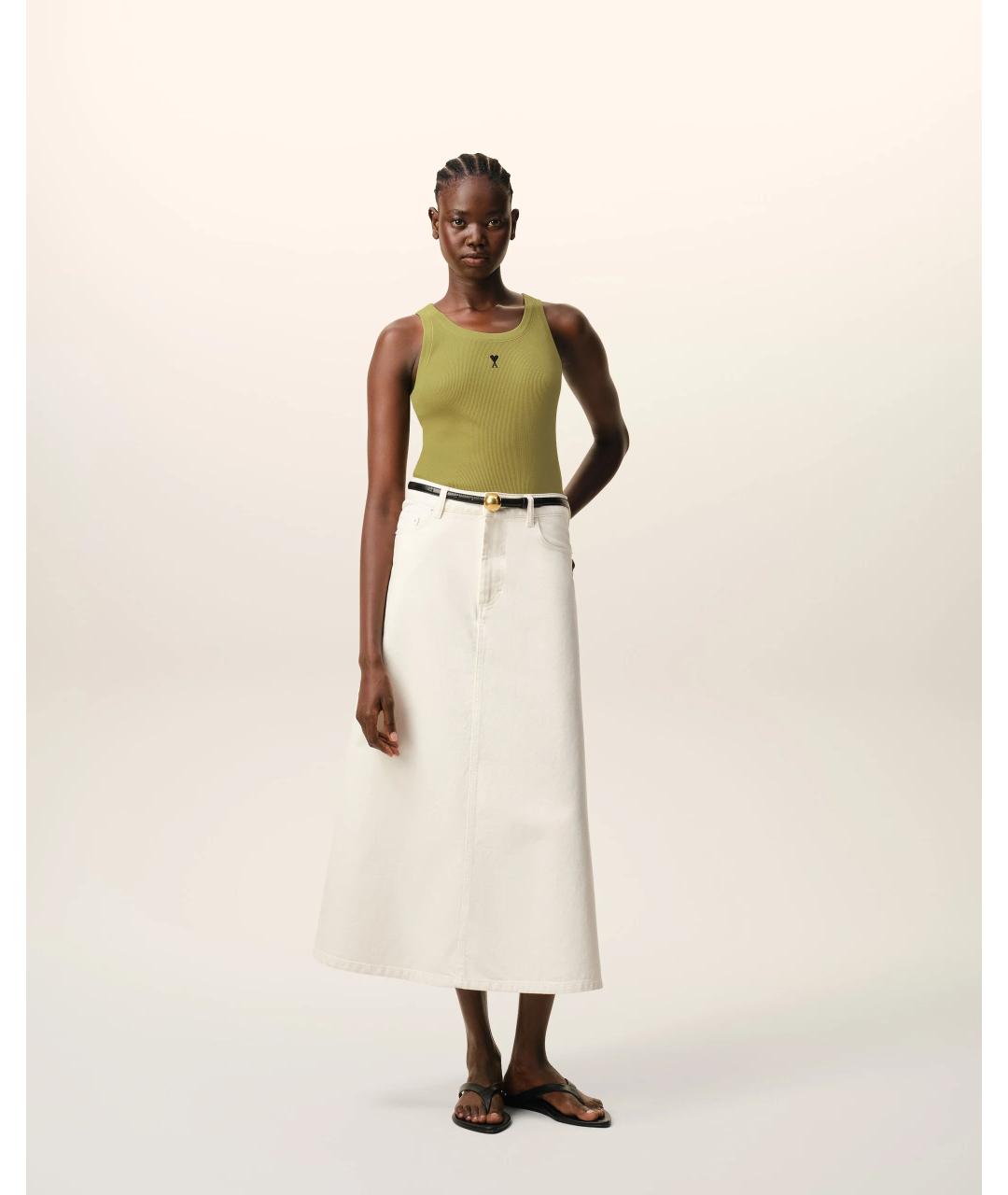 Ami Paris Зеленая хлопко-эластановая майка, фото 5