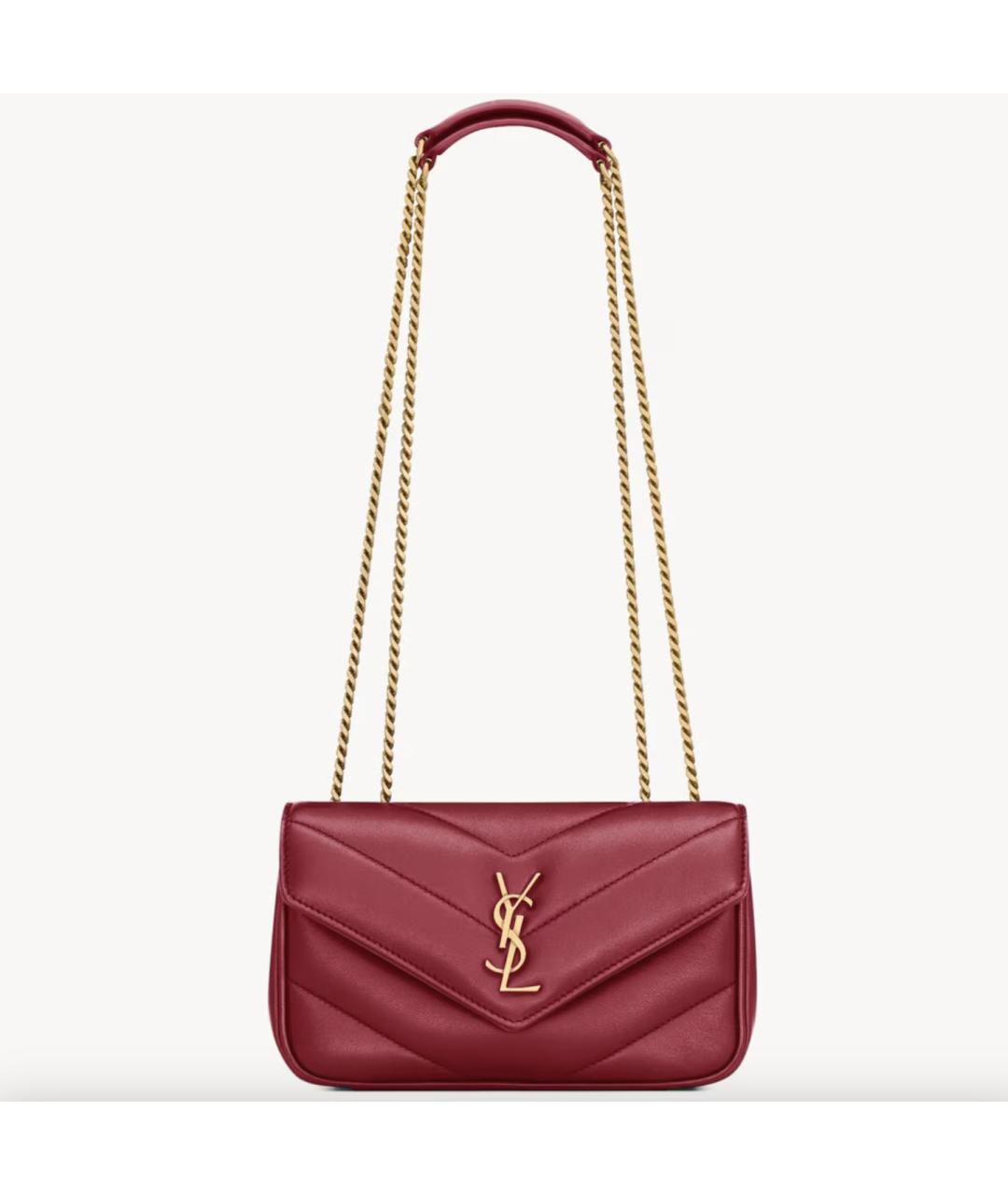 SAINT LAURENT Красная кожаная сумка через плечо, фото 9